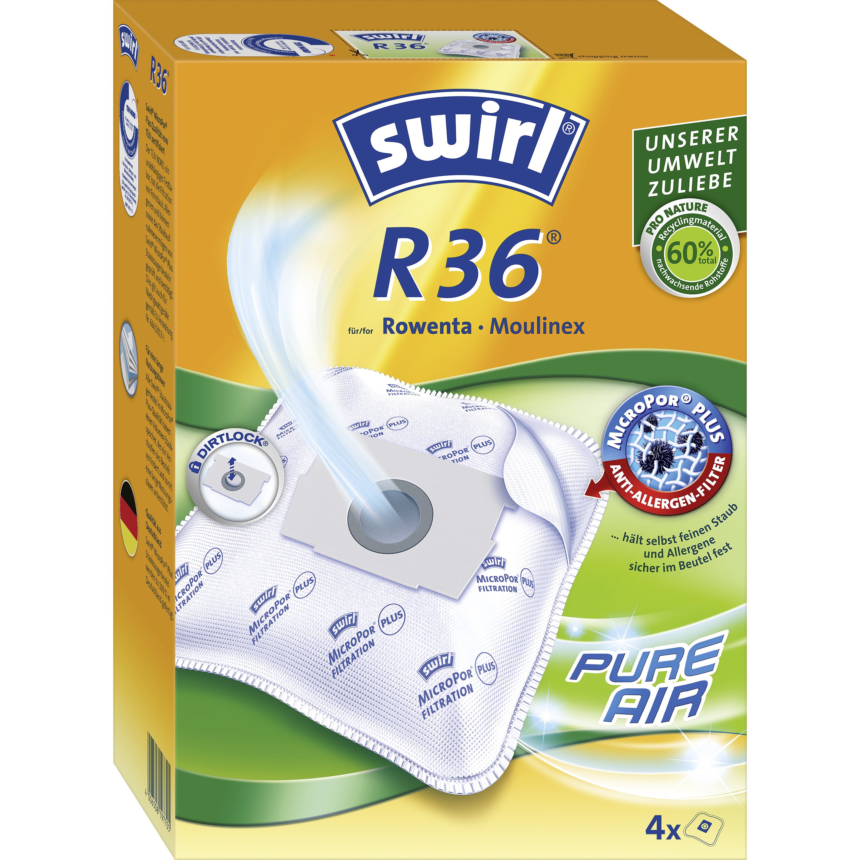 555700 SWIRL STAUBSAUGERBEUTEL AIRSPACE R36 4 BTL.