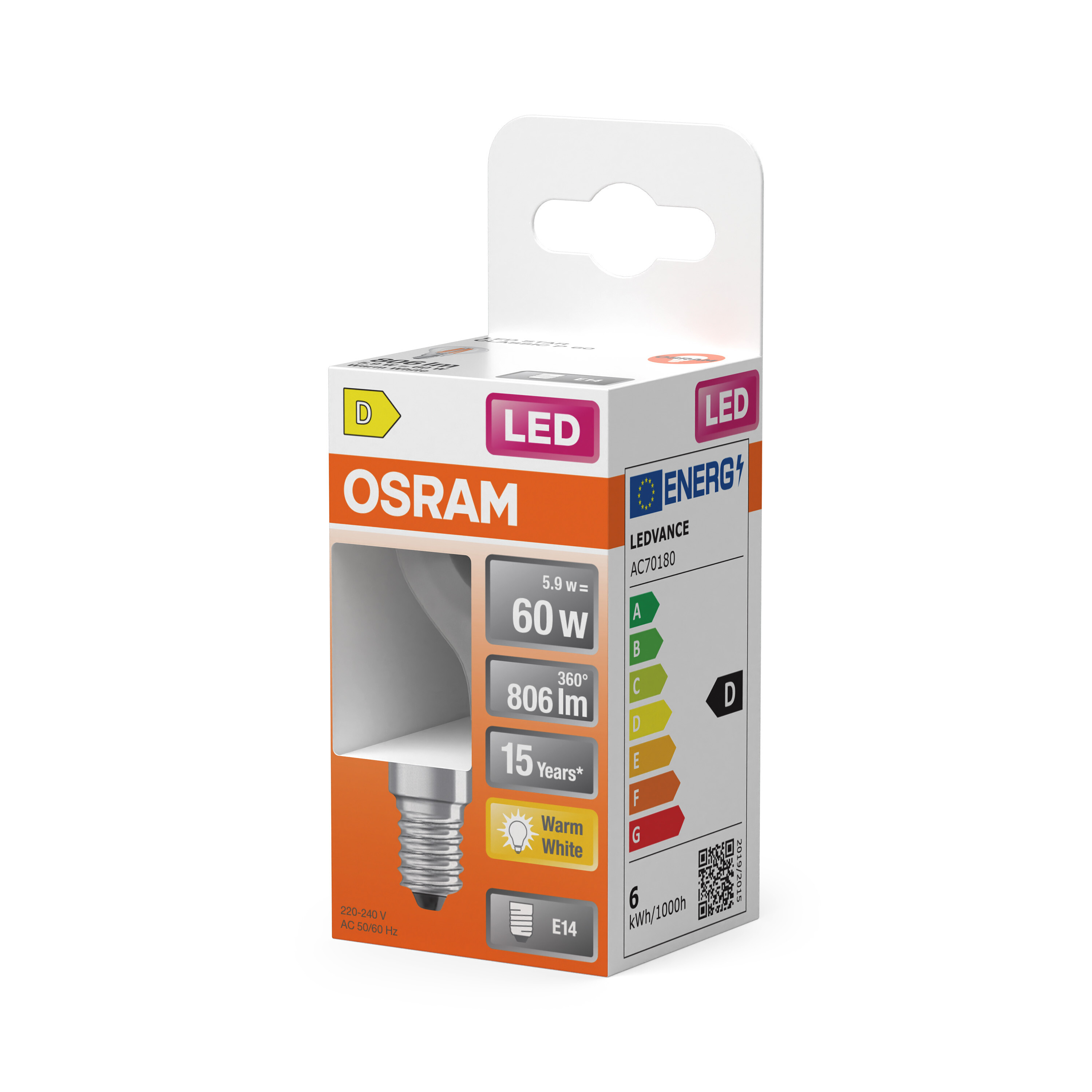 Osram LED Retrofit Classic, warmweiß, E14