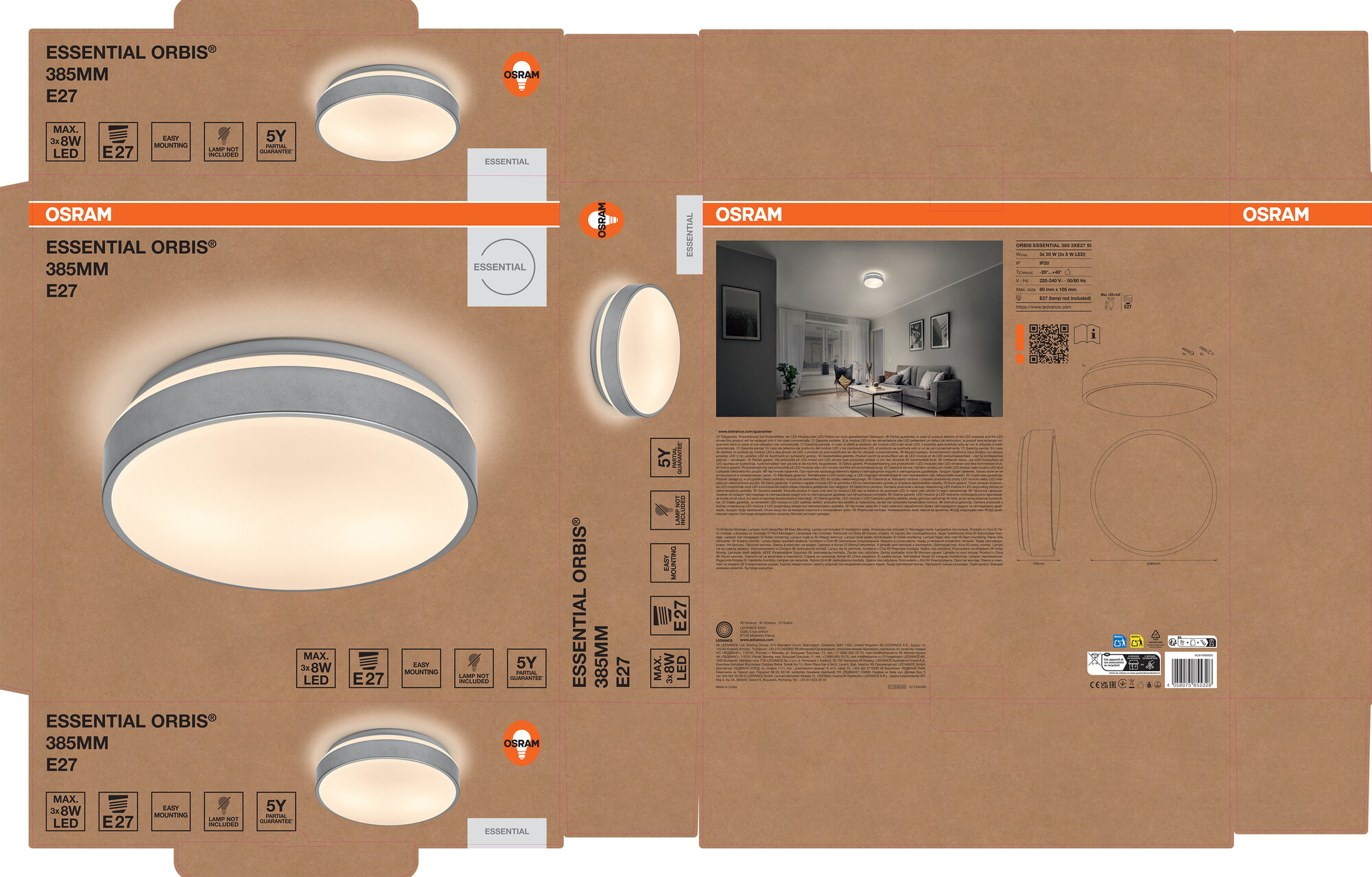 Osram ORBIS Essential 385, 3XE27, silber