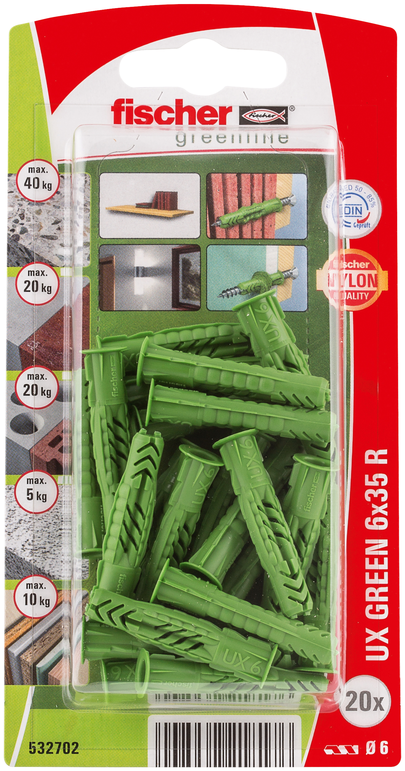 fischer Universaldübel UX Green 6 x 35 R K (20) fischer Universaldübel UX Green 6 x 35 R K (20)