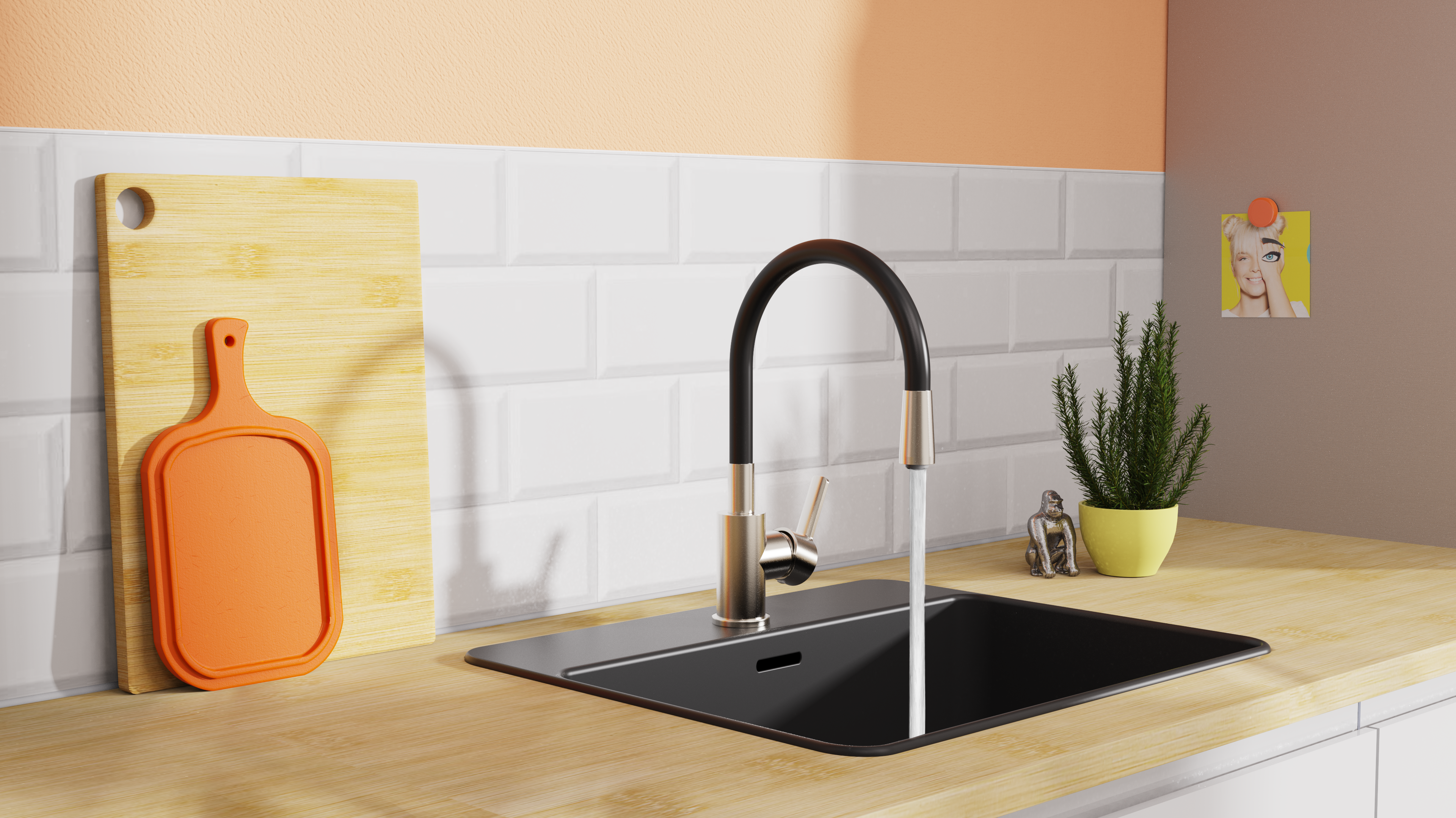 Schütte Spültischarmatur Flexo, Edelstahloptik/Schwarz Schütte Spültischarmatur Flexo, Edelstahloptik/Schwarz