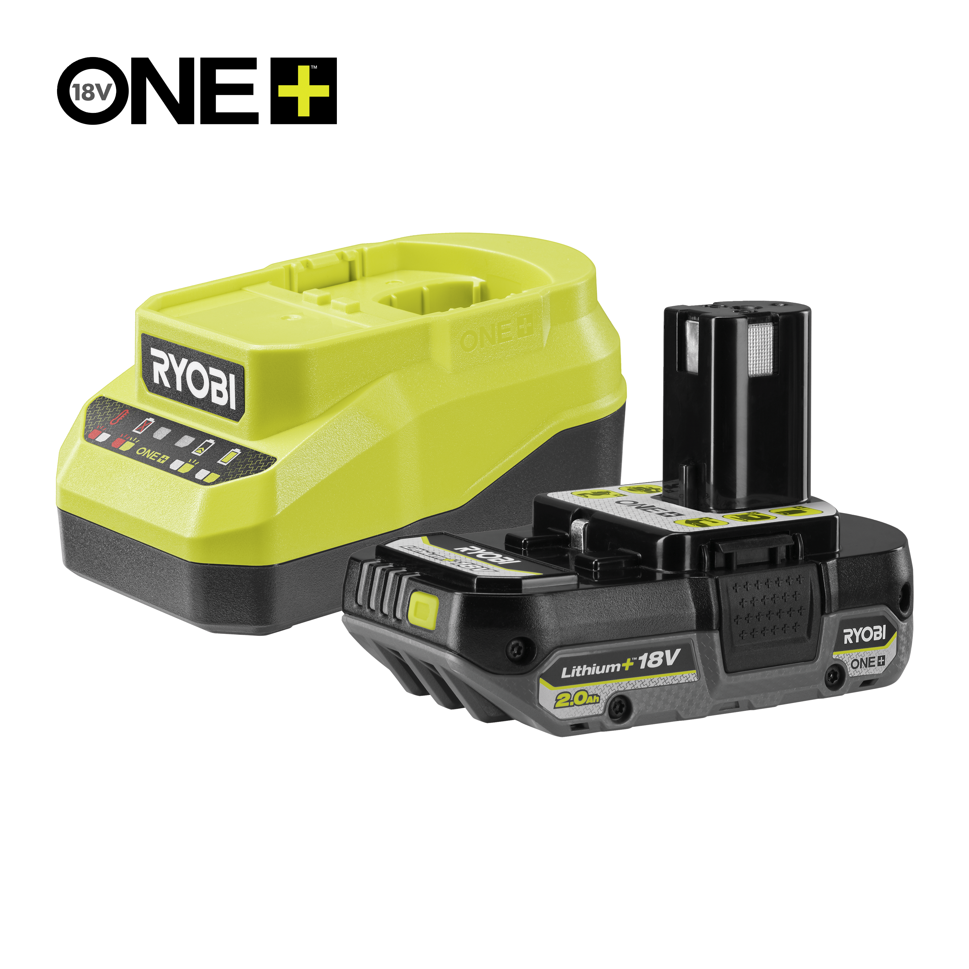Ryobi 18 V ONE+ Akku-Starterset RC18120A-120C, inkl. 1x 2,0 Ah Akku und 2,0 A Ladegerät