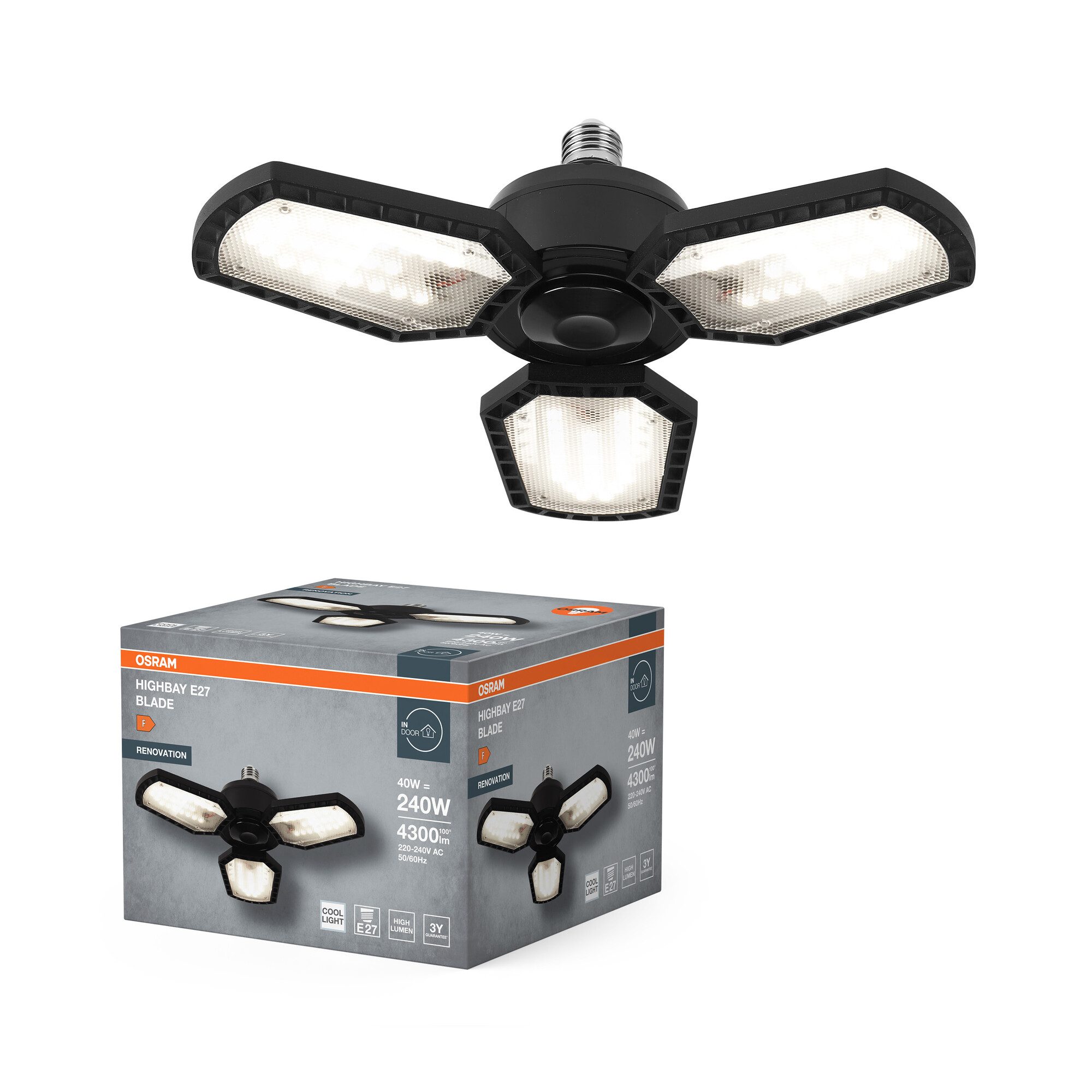Osram Highbay Blade Deckenlampe mit Flügeln, E27, 40W