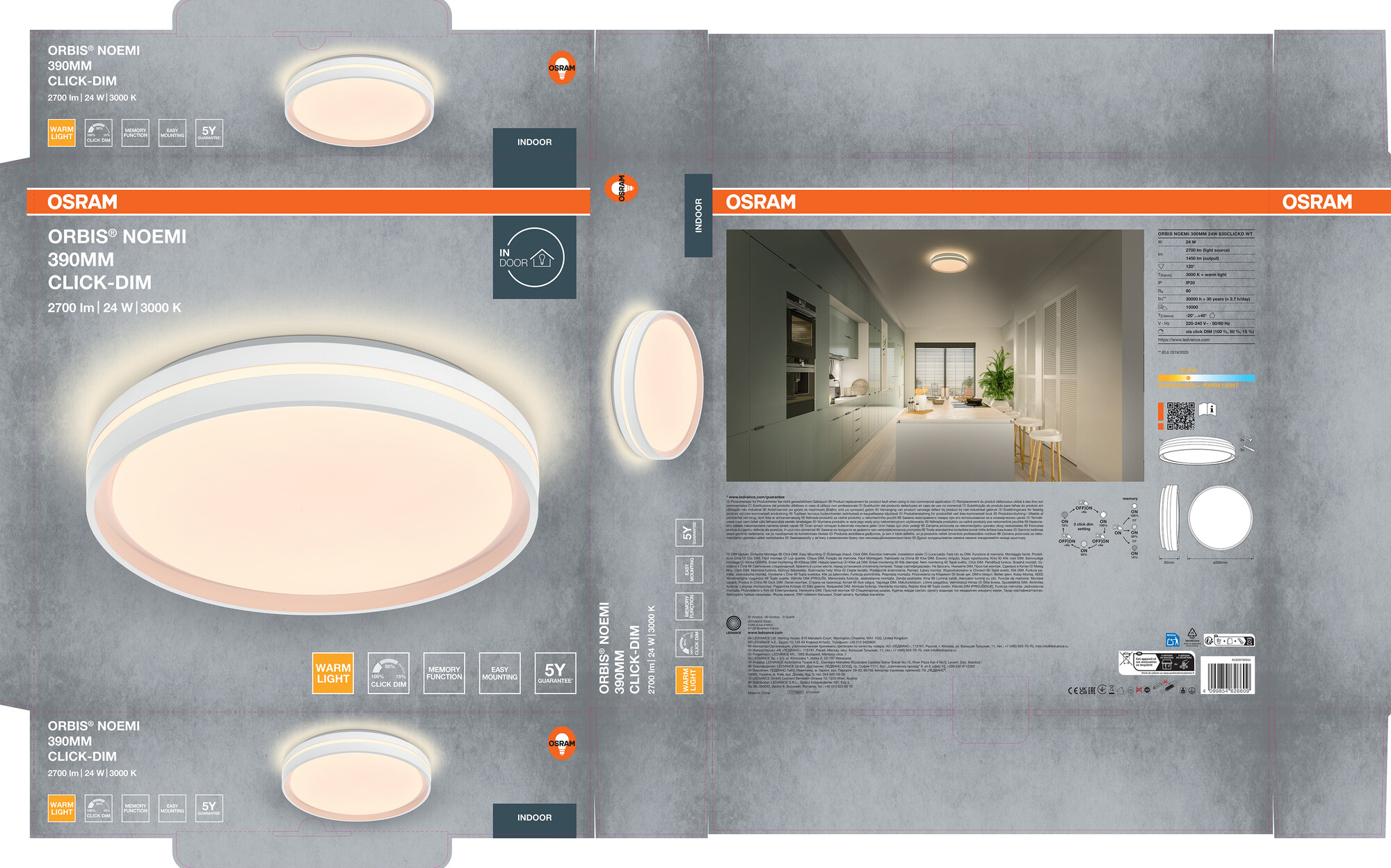 Osram Led Deckenleuchte "Orbis Noemi", 390 mm, 24W, 830, weiß