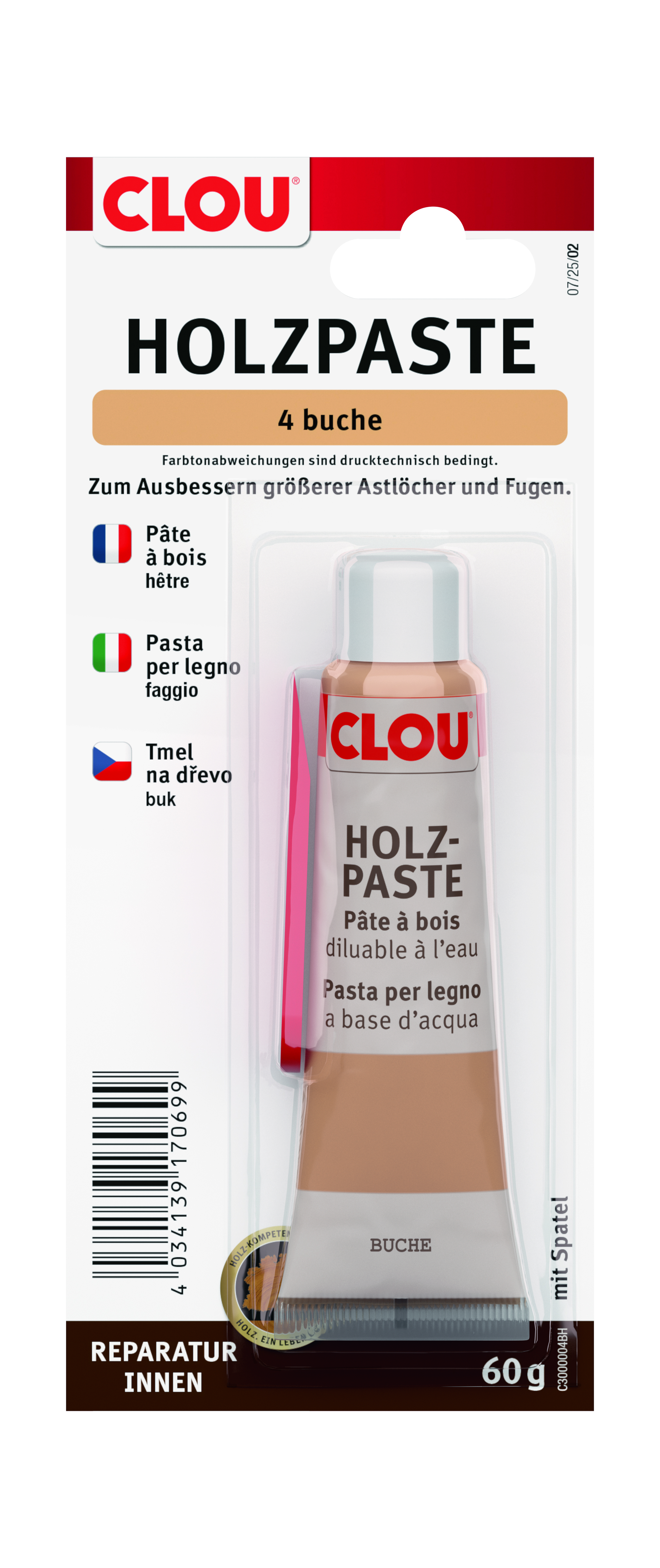 Clou Holzpaste Nr. 4 Buche, 60 g Tube