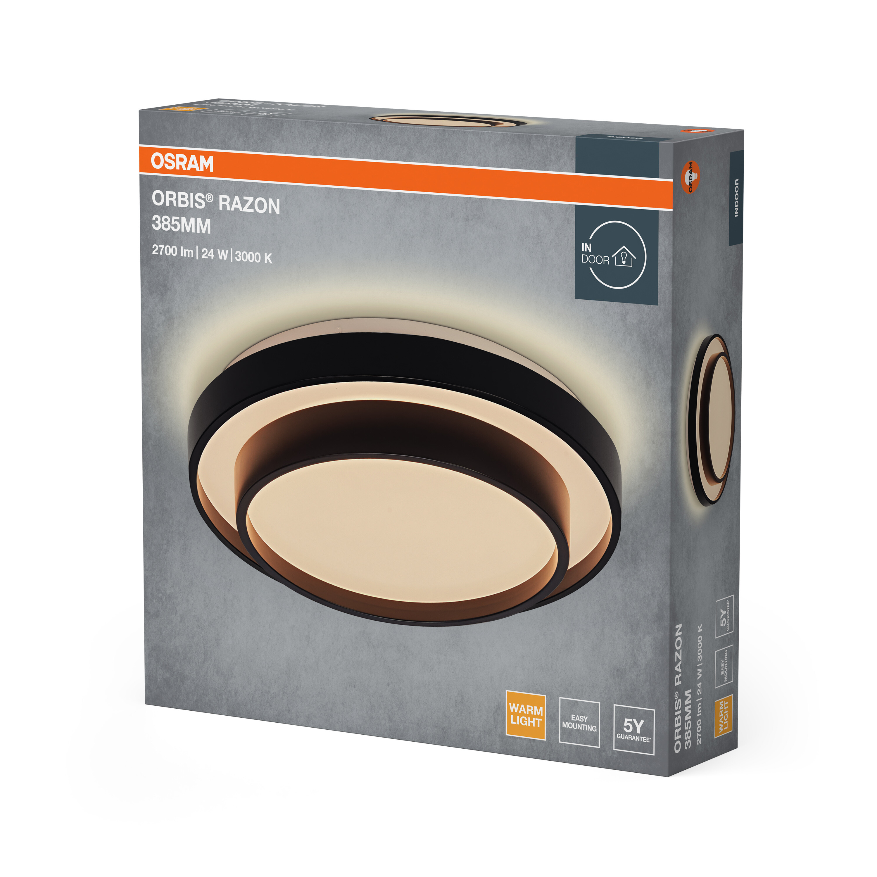 Osram Led Deckenleuchte "Orbis Razon", 385 mm, 24W, 830, schwarz