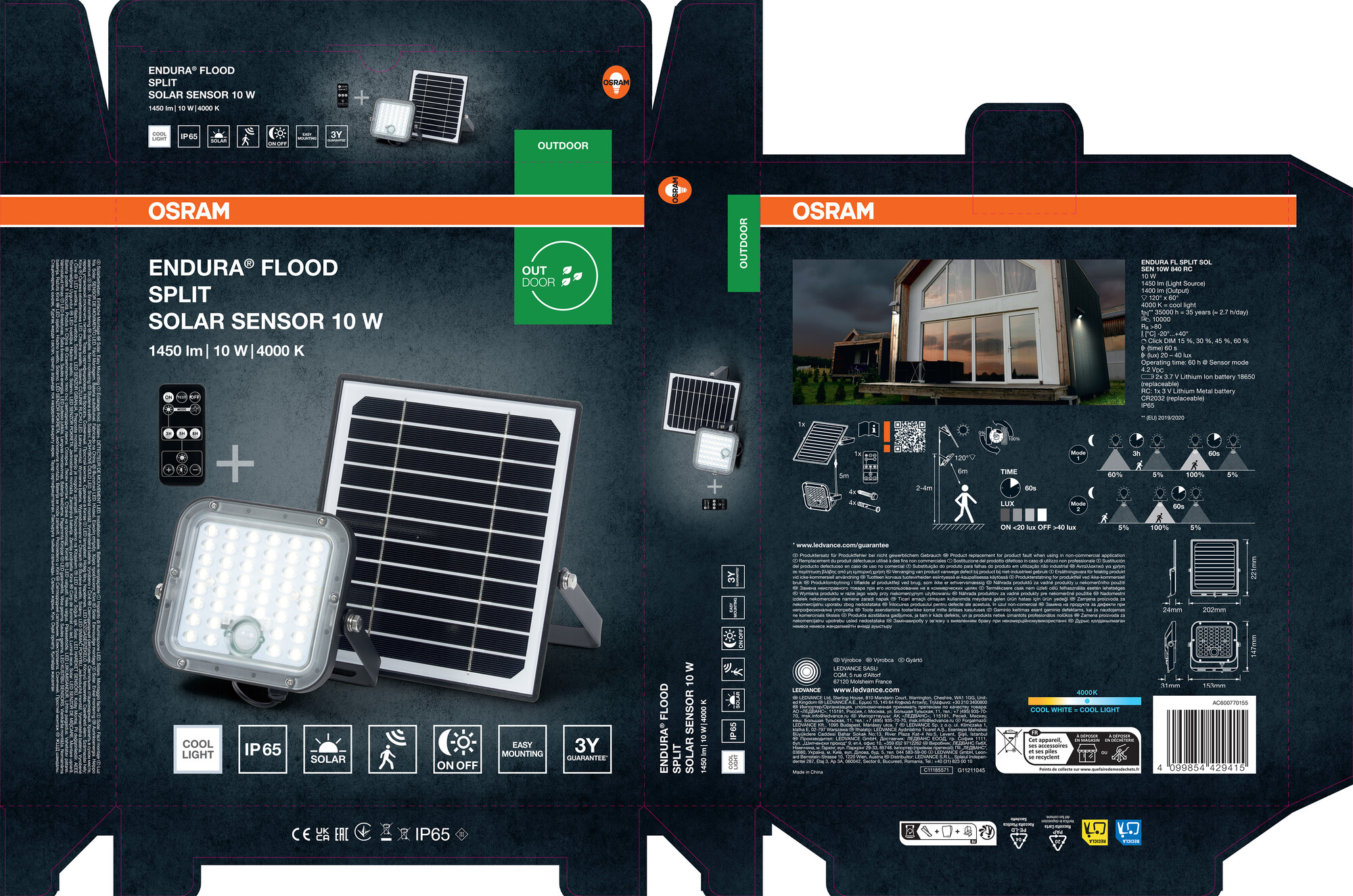 Osram LED-Solar-Außenleuchte Endura, schwarz, 10W