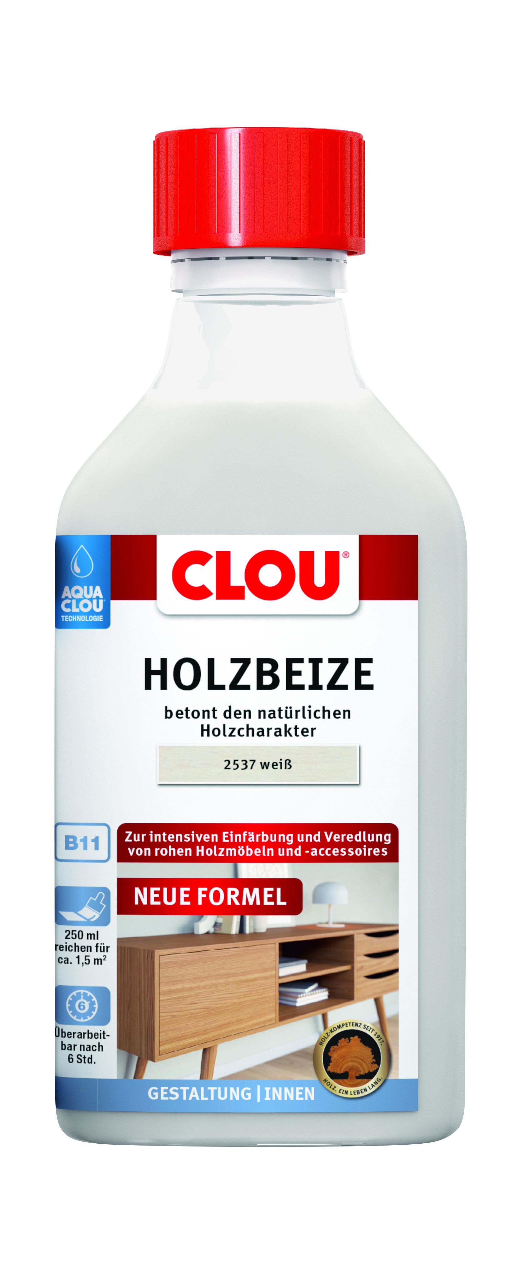 AQUA CLOU® Holzbeize Nr. 2537 Weiß, 250 ml