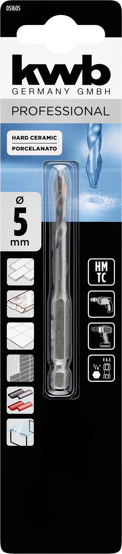kwb Feinsteinzeugbohrer, 90 mm, Ø 5 mm kwb Feinsteinzeugbohrer, 90 mm, Ø 5 mm