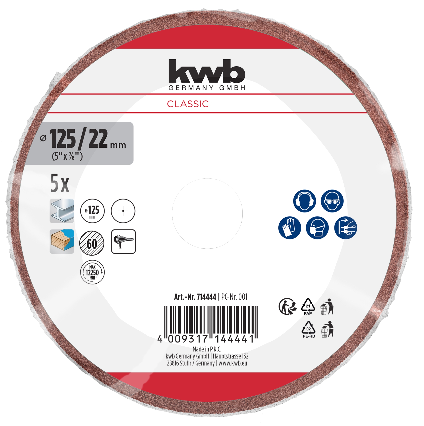 Kwb Fiberschleifscheibe Korund, 125 mm, K60