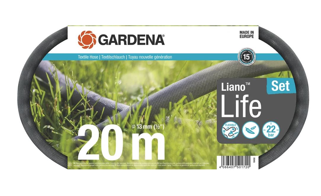 Gardena Textilschlauch Liano™ Life 1/2", 20 m Set Gardena Textilschlauch Liano™ Life 1/2", 20 m Set