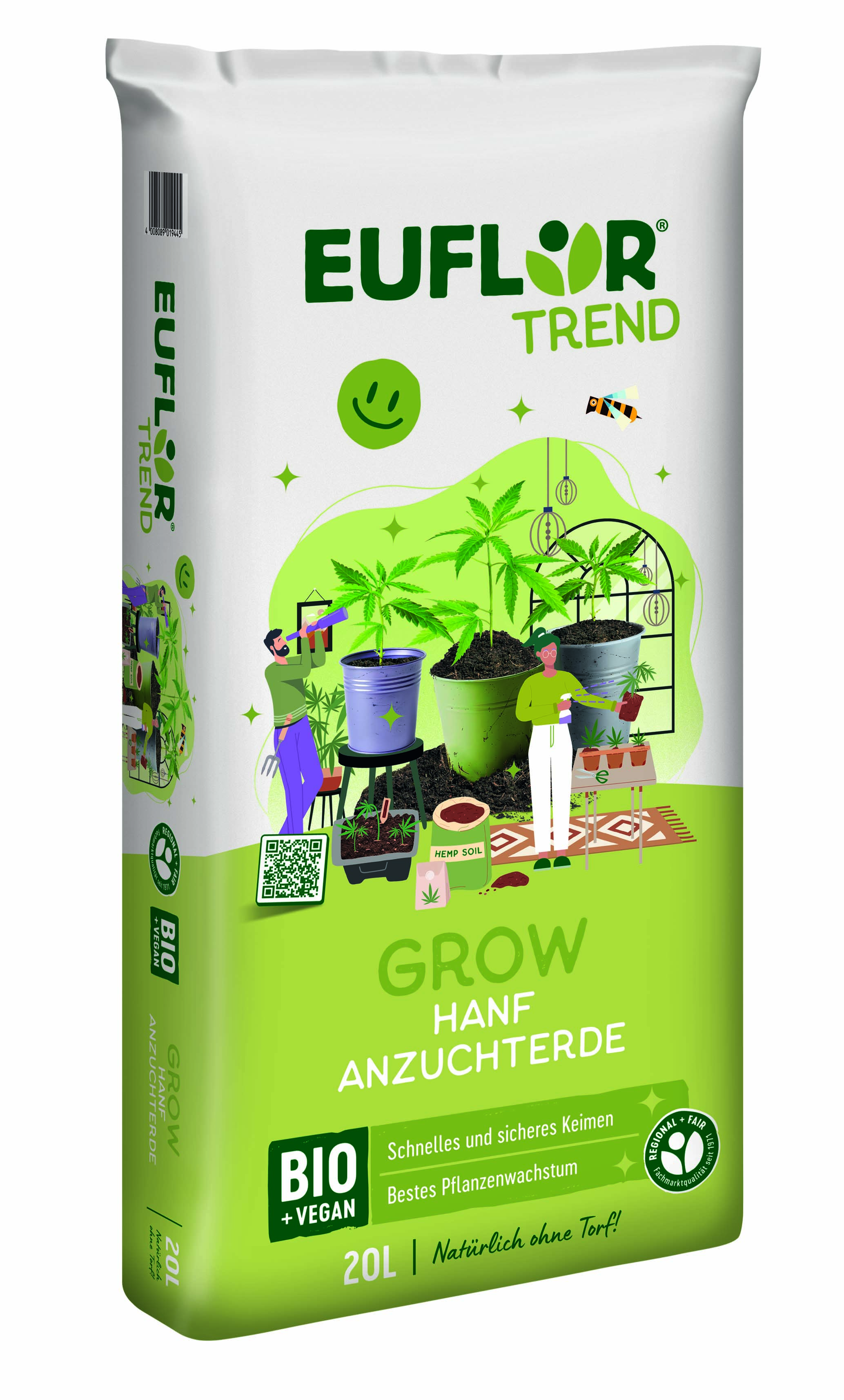 Euflor Trend Grow Hanf Anzuchterde bio, vegan, torffrei, 20 l Euflor Trend Grow Hanf Anzuchterde bio, vegan, torffrei, 20 l
