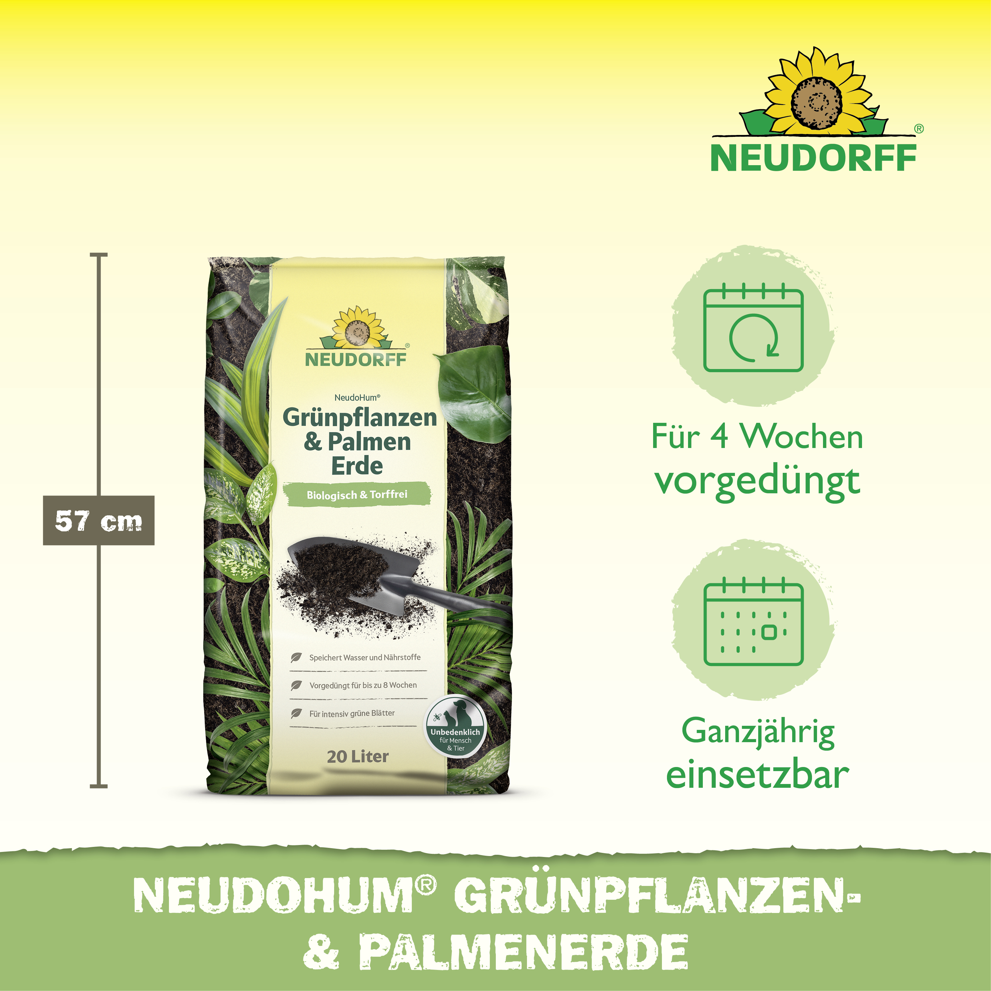Neudorff NeudoHum Grünpflanzen- & PalmenErde, 20 L