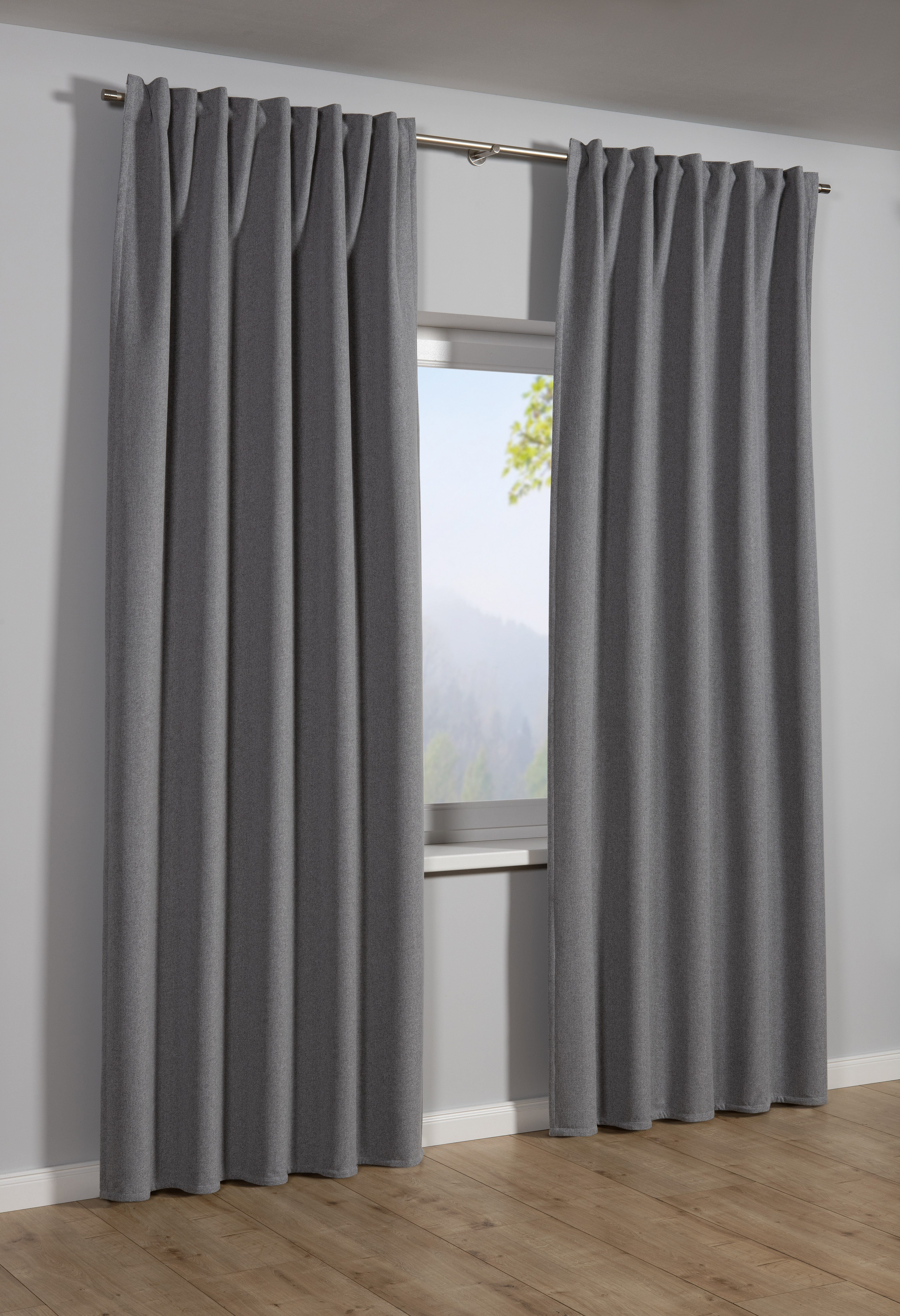 Sehlbach Schal mit Gardinenband silbergrau, 140 x 245 cm Sehlbach Schal mit Gardinenband silbergrau, 140 x 245 cm