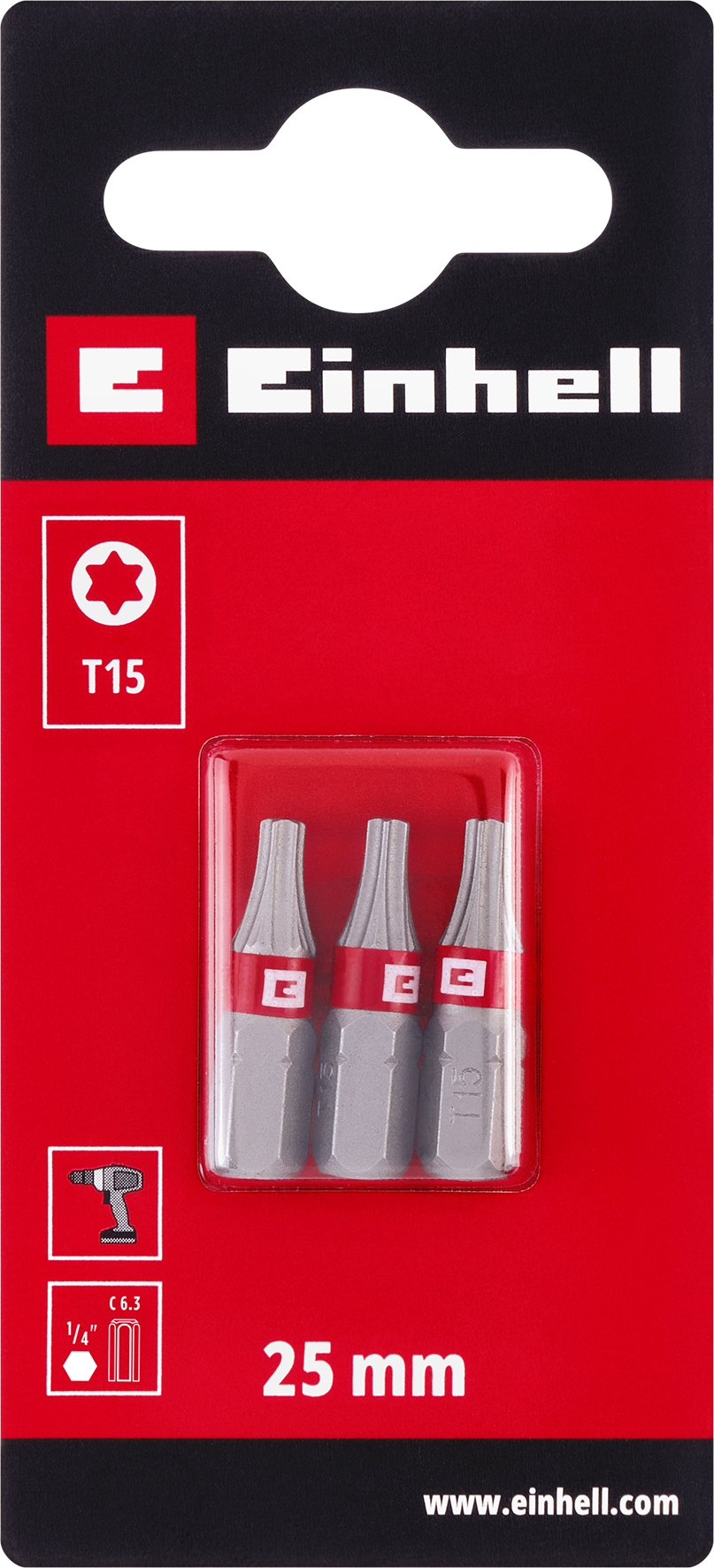 Einhell Standard-Bits, 25 mm, T15