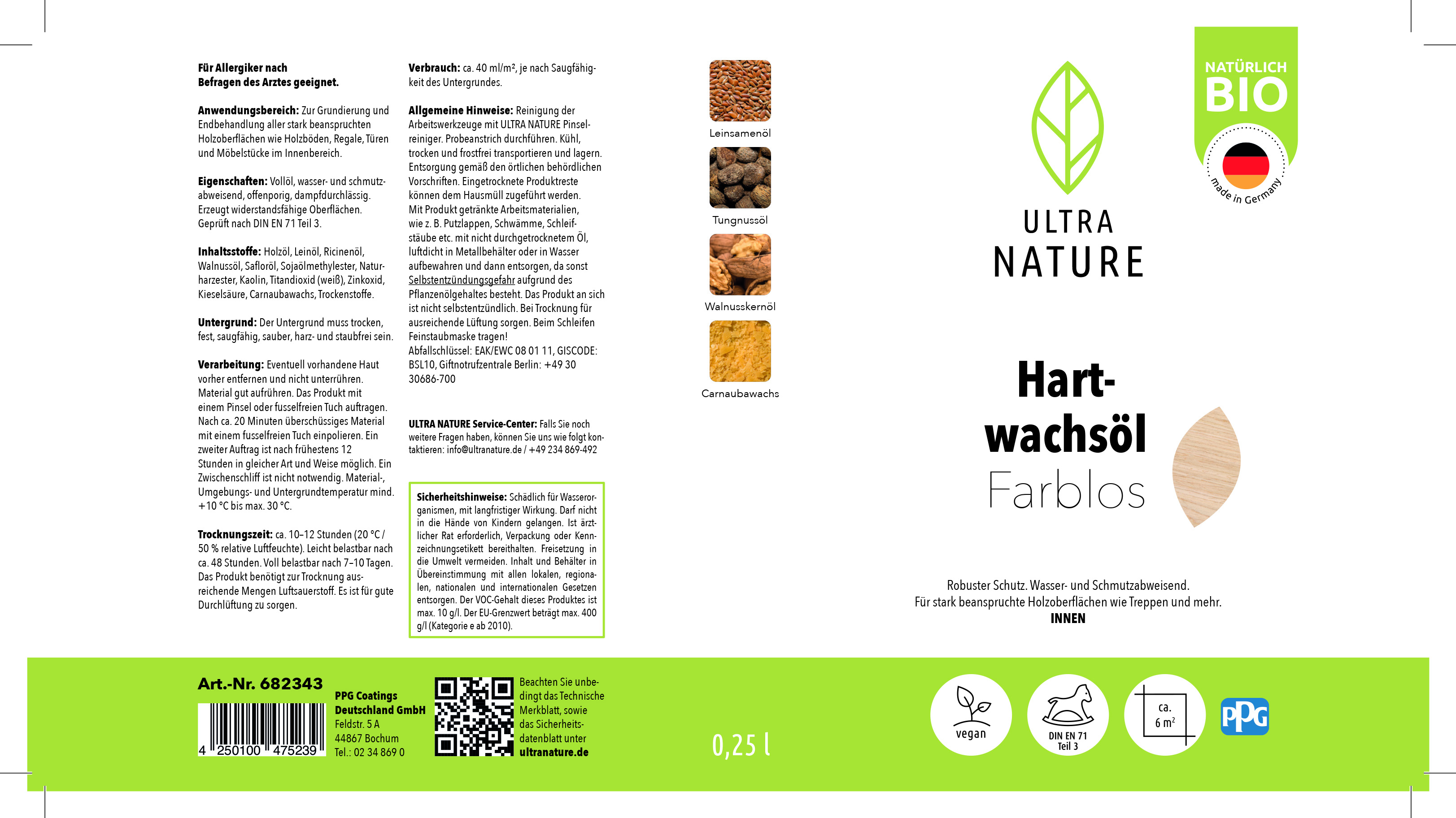Ultra Nature Hartwachsöl Farblos, 0,25 l Ultra Nature Hartwachsöl Farblos, 0,25 l