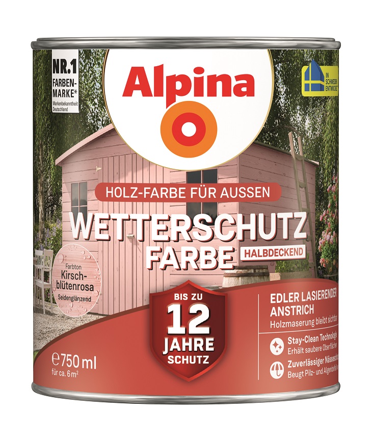 Alpina Wetterschutz-Farbe Kirschblütenrosa, 750ml