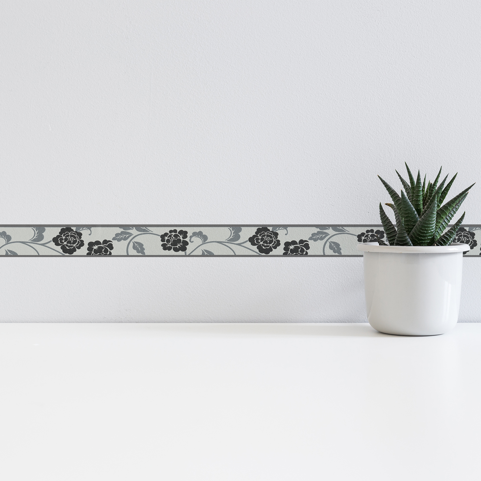 A.S. Création selbstklebende Bordüre, floral grau schwarz – borte mit blumenranken
