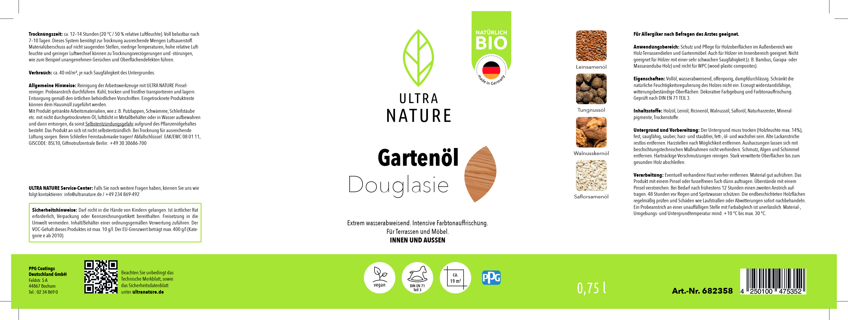 Ultra Nature Garten Öl Douglasie, 0,75 l Ultra Nature Garten Öl Douglasie, 0,75 l