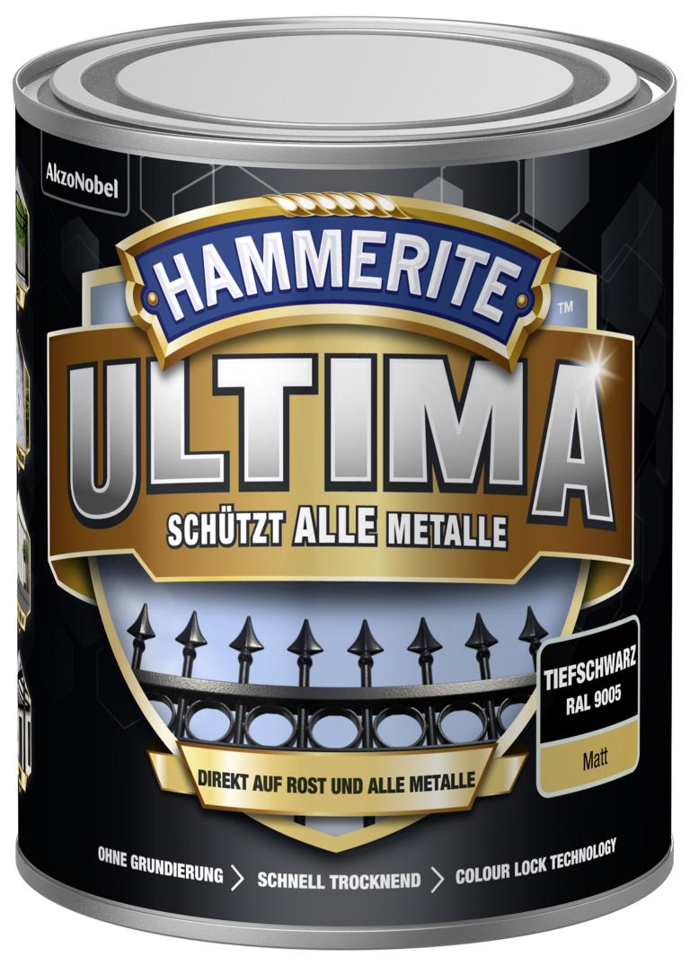 734608_4007591724441_5379754-Hammerite_ULTIMA_matt_750ml_tiefschwarz HAMMERITE METALLSCHUTZLACK ULTIMATE MATT TIEFSCHW. RAL 9005 750M
