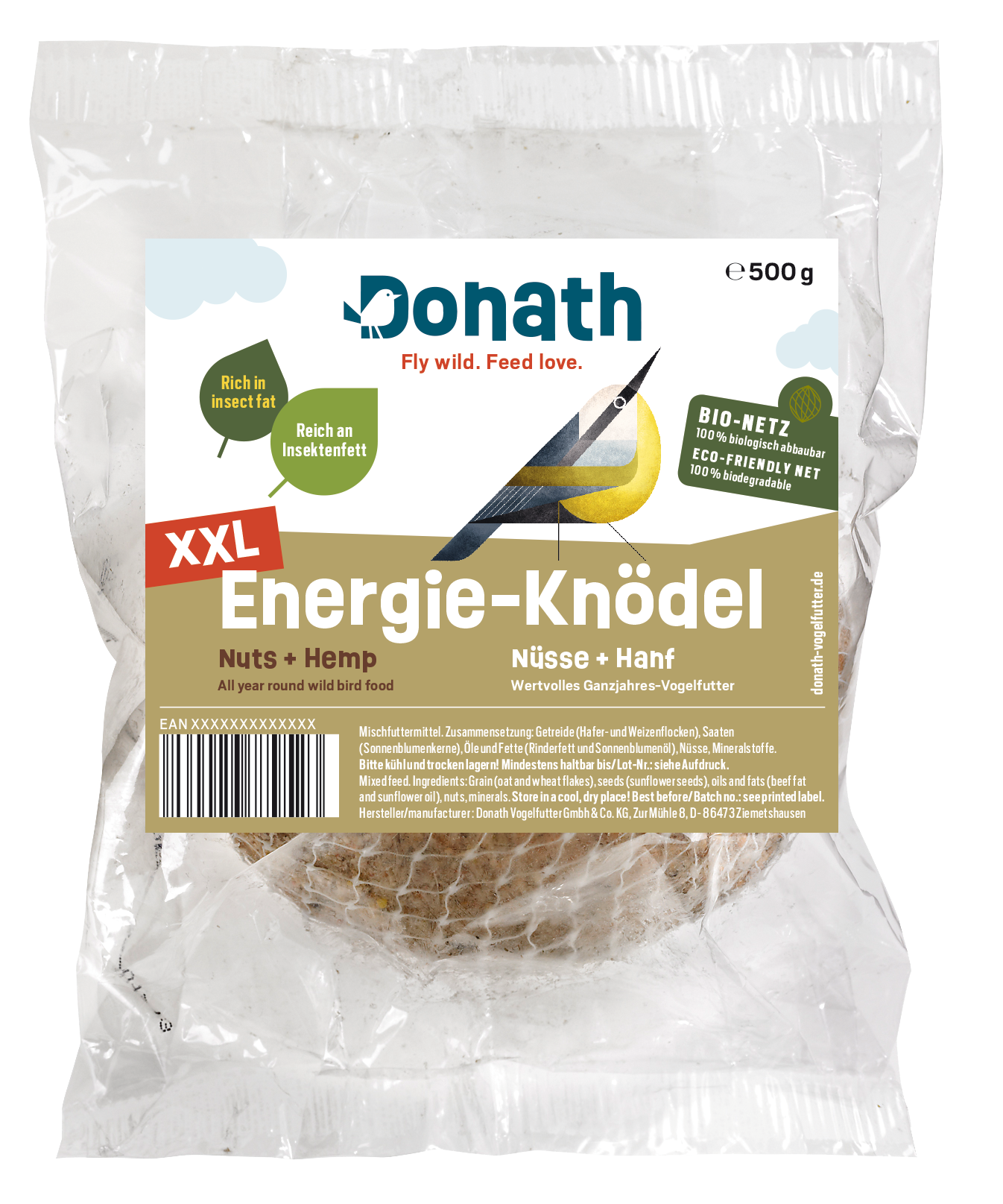 Donath Energie-Knödel XXL -Nüsse&Hanf- Im Bio-Netz