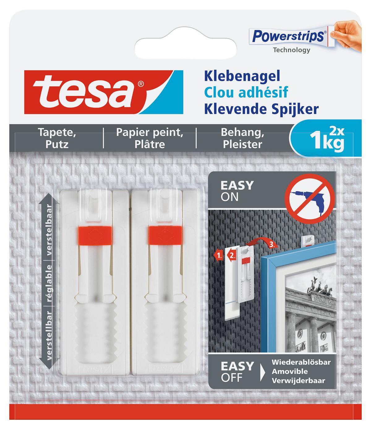 tesa_777740000000_LI406_front_pa tesa Klebenagel verstellbar, Tapete & Putz, 1 kg