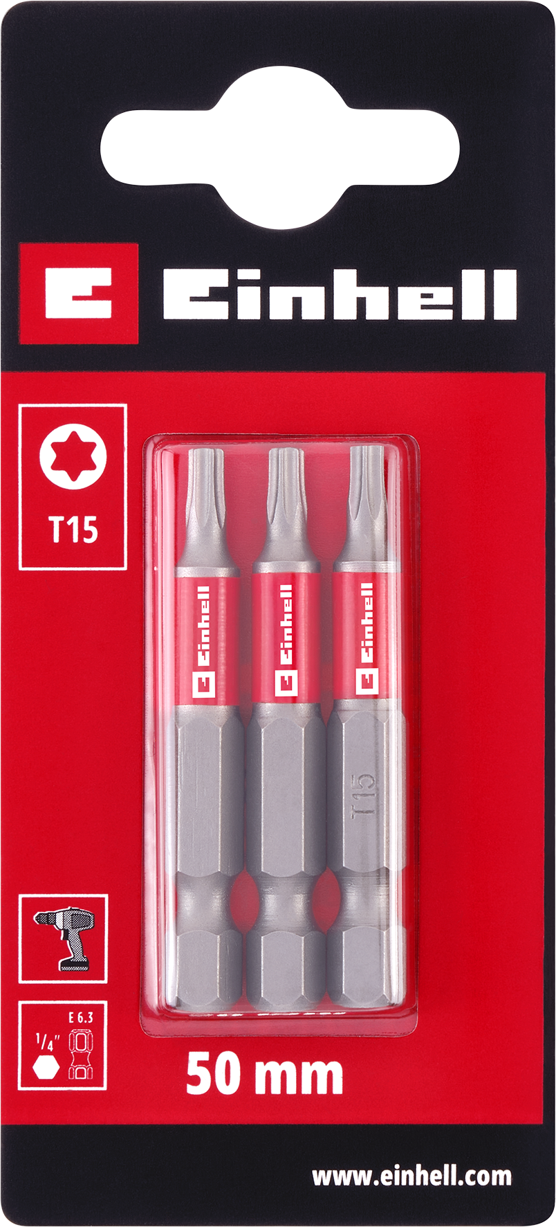 Einhell Standard-Bits, 50 mm, T15