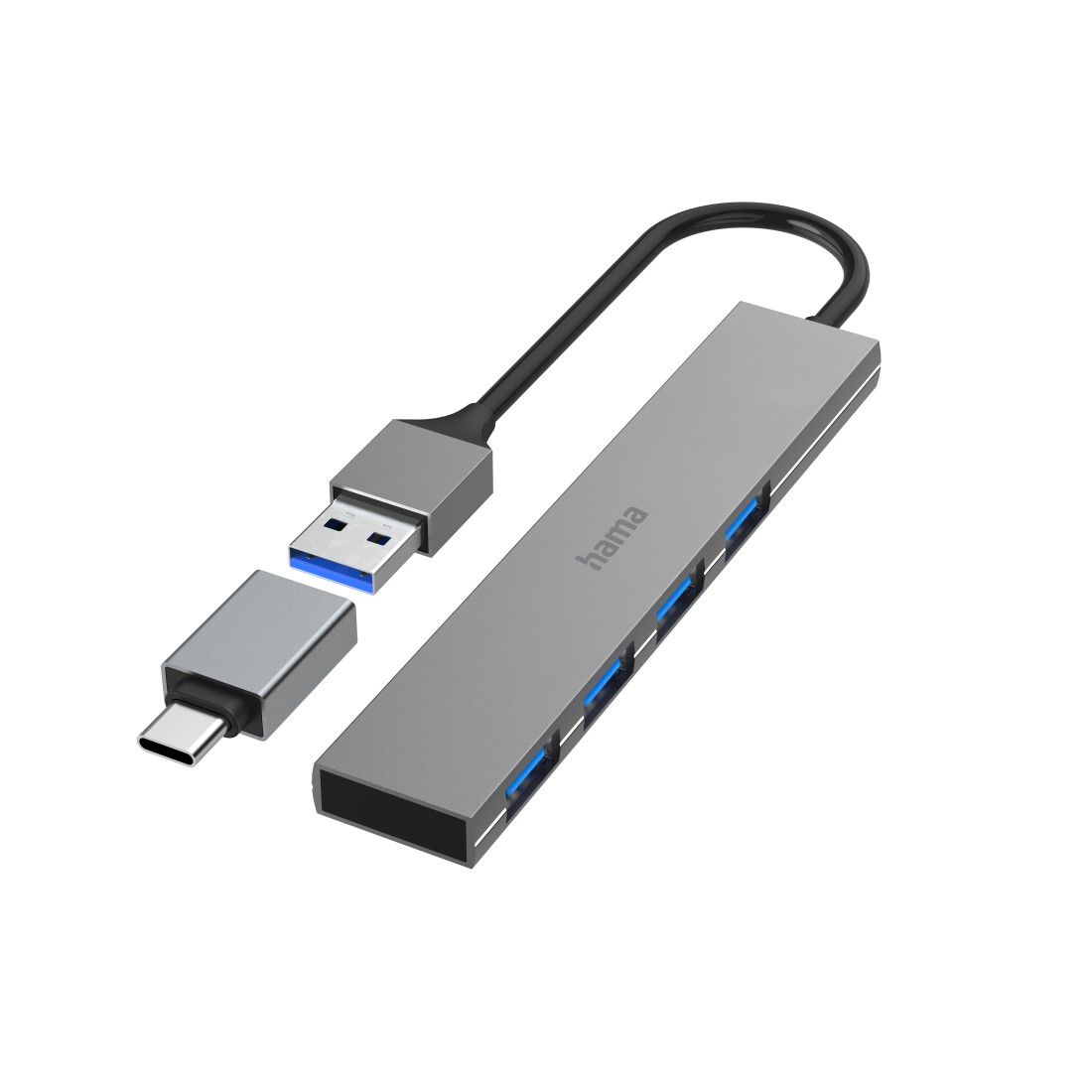 Hama USB-Hub, 4 Ports, 5 Gbit/s, +USB-C