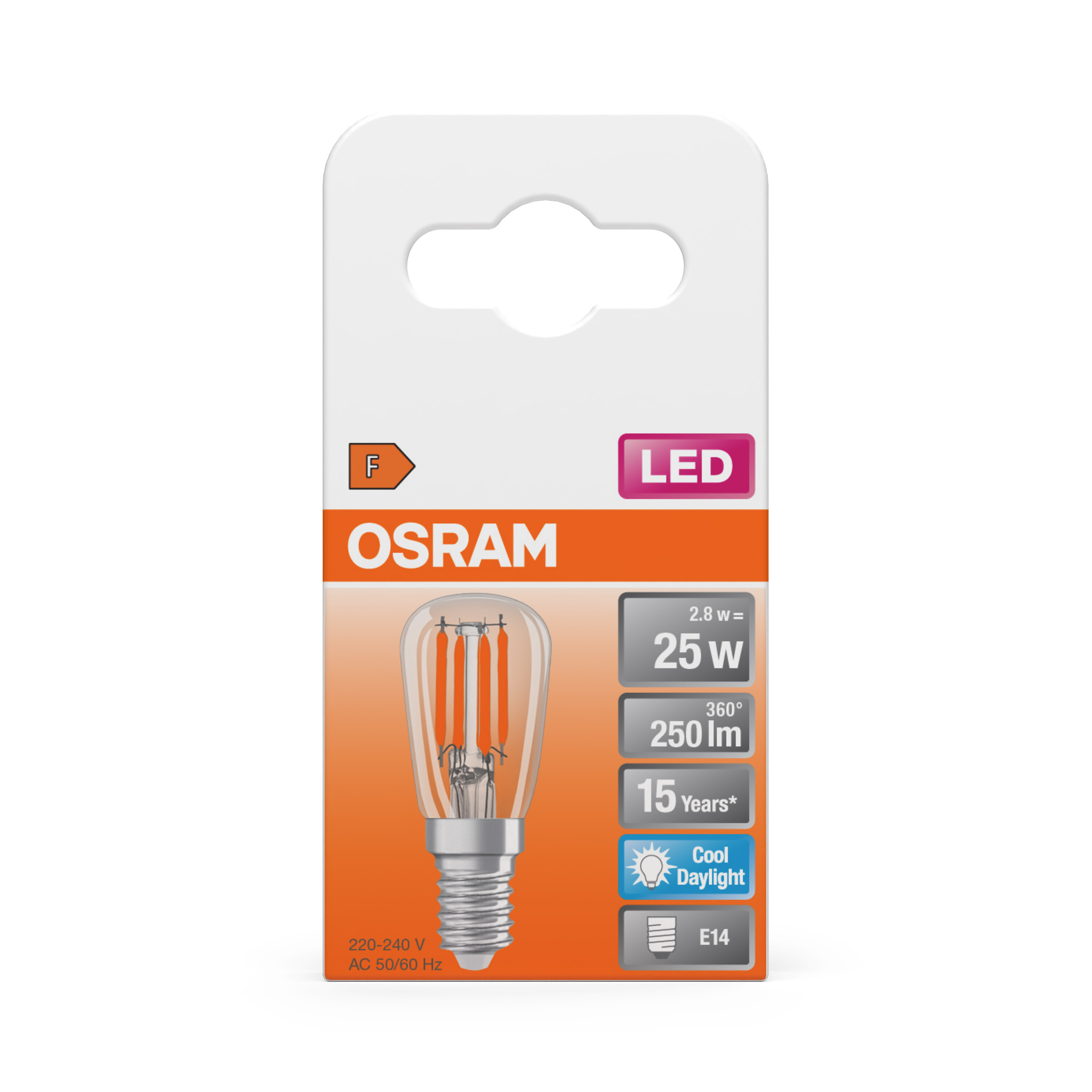 Osram LED Lampe, kaltes Tageslicht, klar, E14