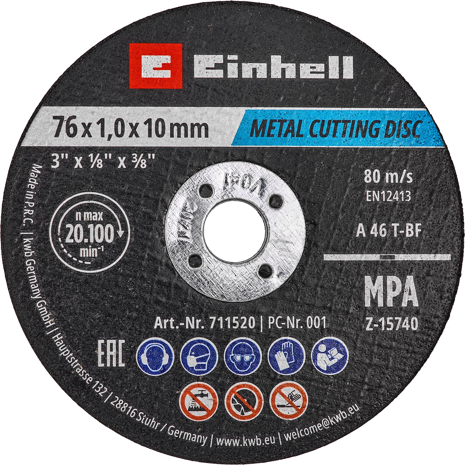 Einhell Gewebetrennscheiben-Set für Metall, gerade, extra du?nn, 5-tlg., Ø 76 x 1 mm