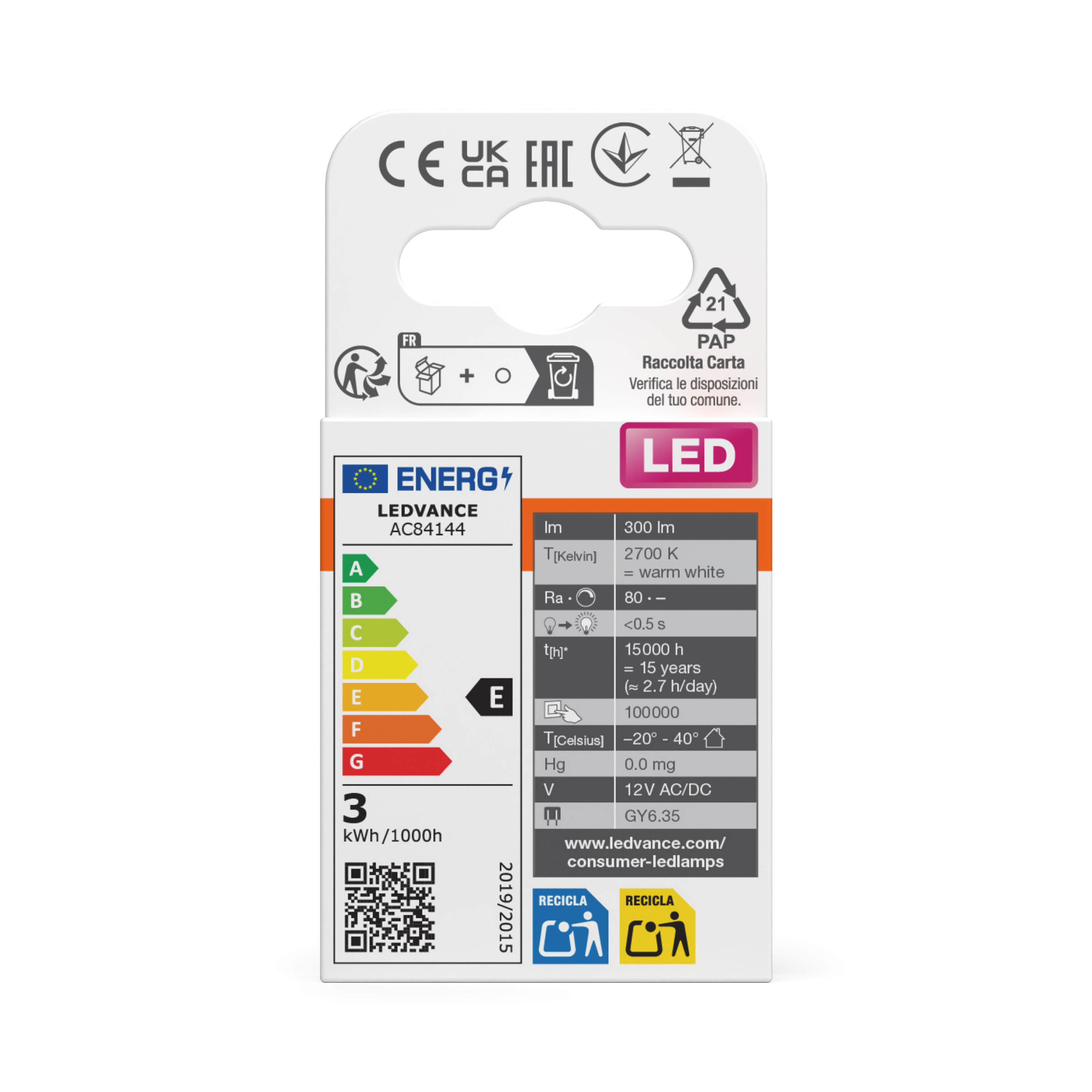 Osram LED Stiftsockellampe, warmweiß, klar, GY6.35