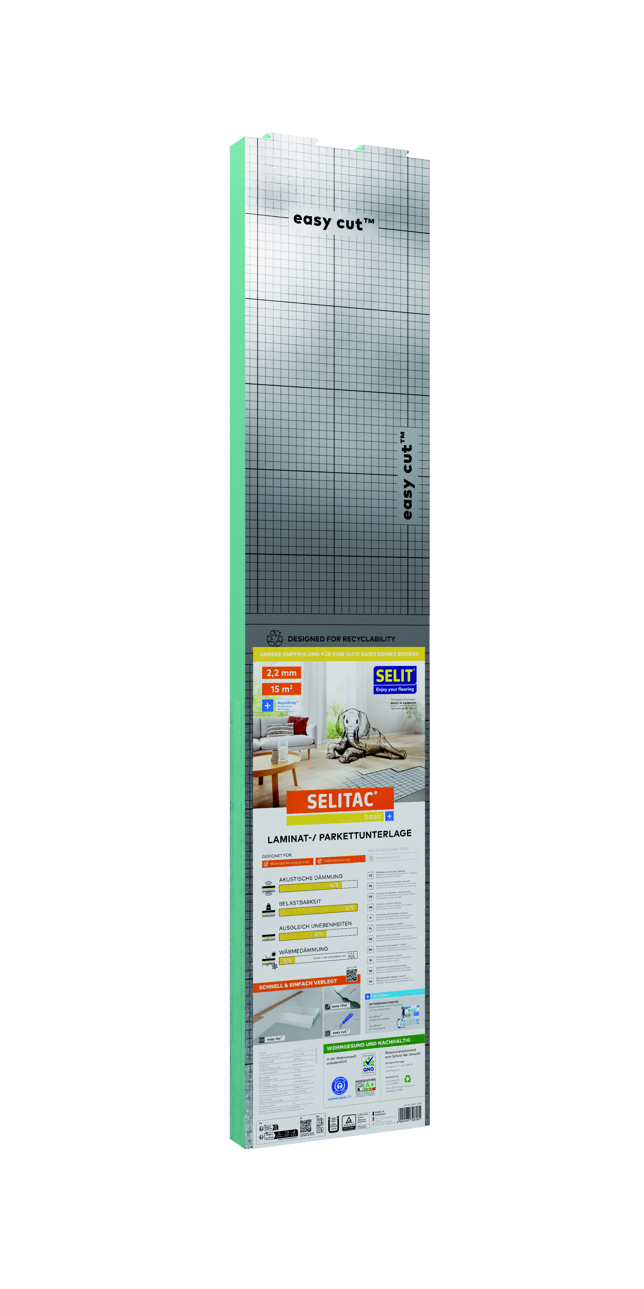 SELITAC Laminat- und Parkettunterlage basic+ 2,2 mm, 1,2 x 12,5 m, 15 m²
