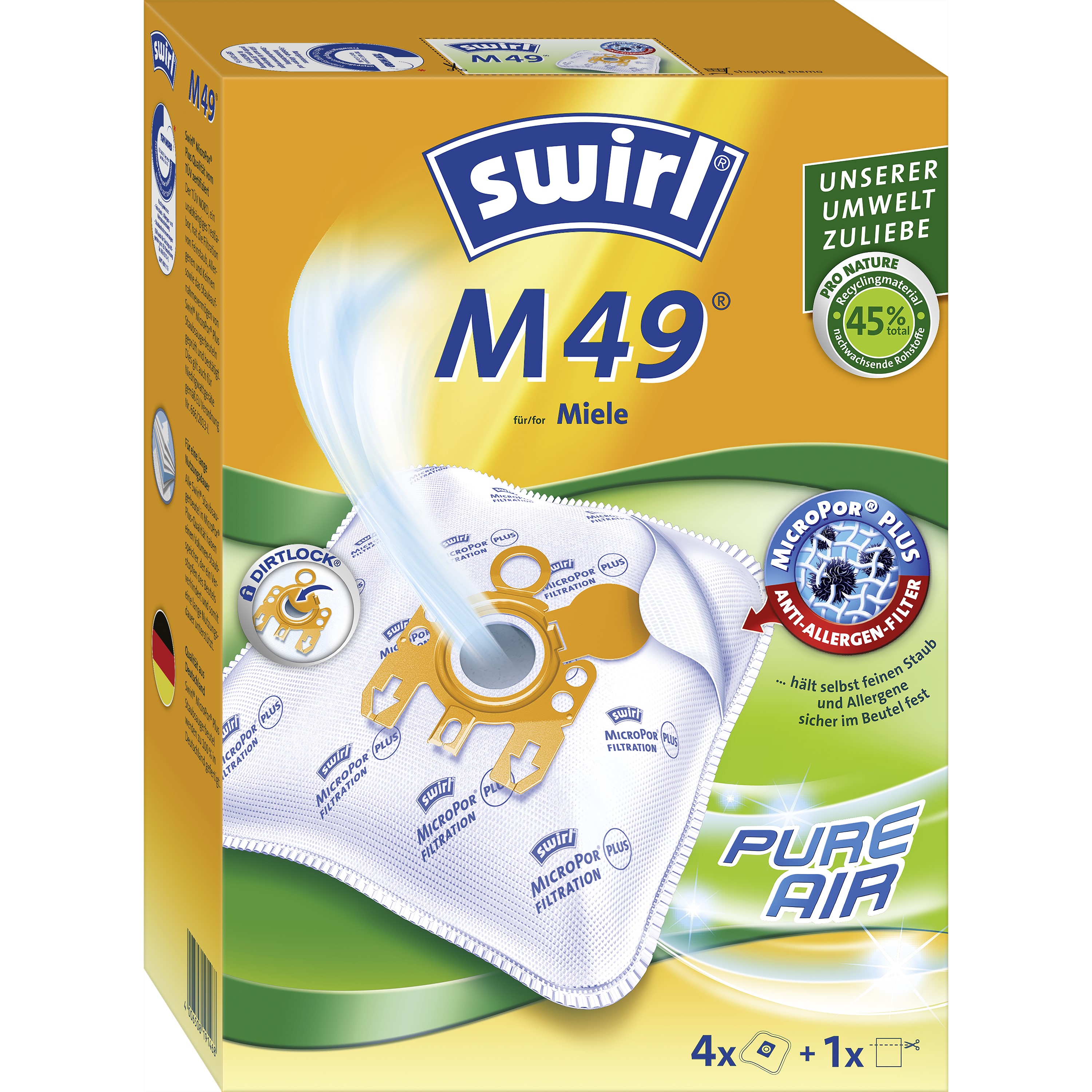 384563 SWIRL STAUBSAUGERBEUTEL M 49 AIRSP. 4 BT