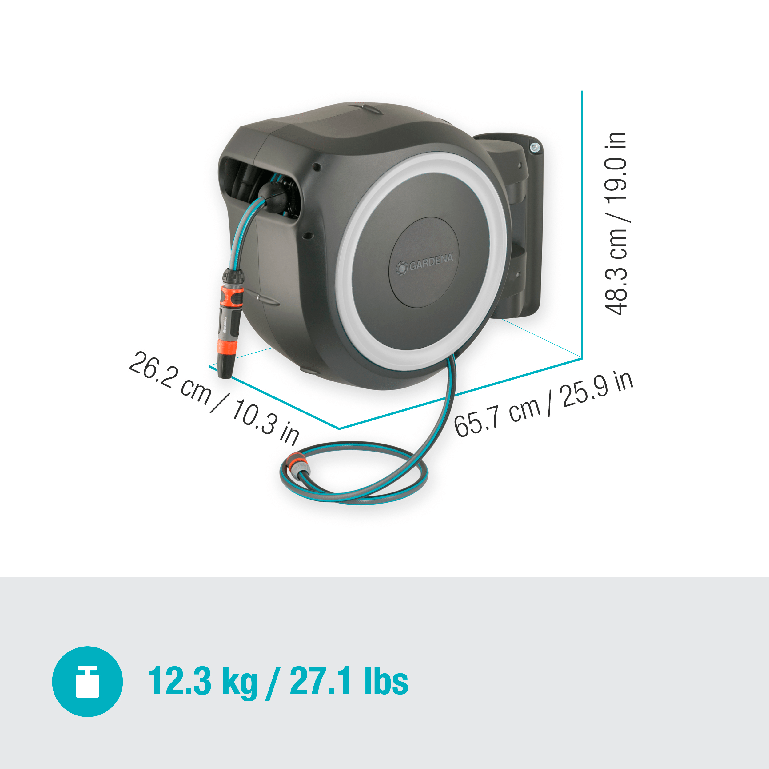 BF-661323 Gardena Wand-Schlauchbox Rollup L, weiß, 30 m