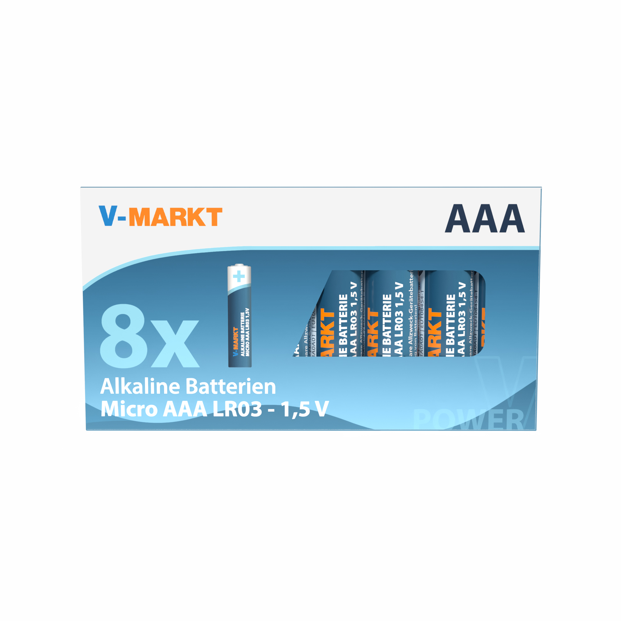 V-Markt Batterie AAA LR03 Alkaline, 8 Stück V-Markt Batterie AAA LR03 Alkaline, 8 Stück