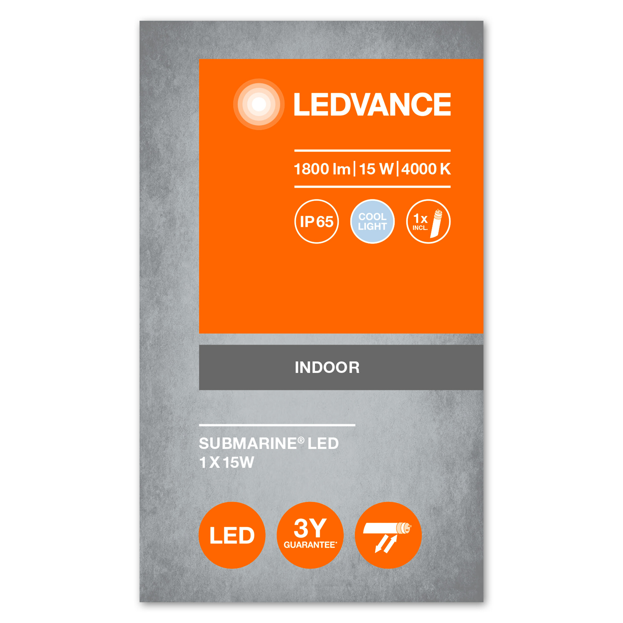 LEDVANCE Feuchtraumleuchte Submarine, 1 x 15W, 4000K LEDVANCE Feuchtraumleuchte Submarine, 1 x 15W, 4000K