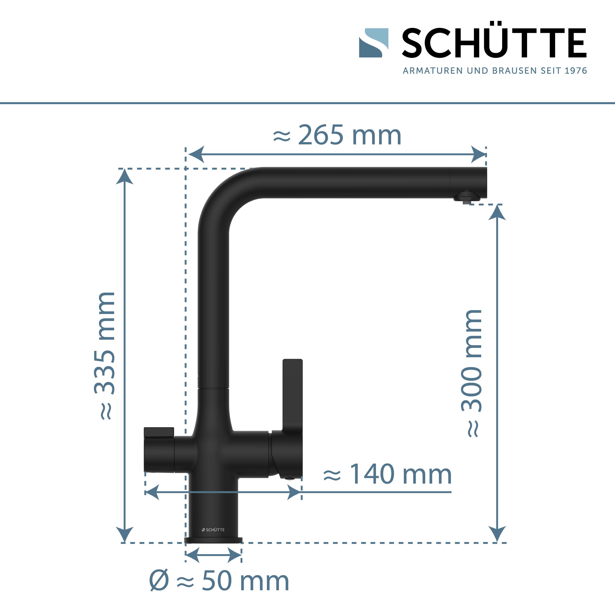 Schütte Trinkwasser-Spültischarmatur AQUASTAR PRO, Schwarz matt, mit Filtersystem