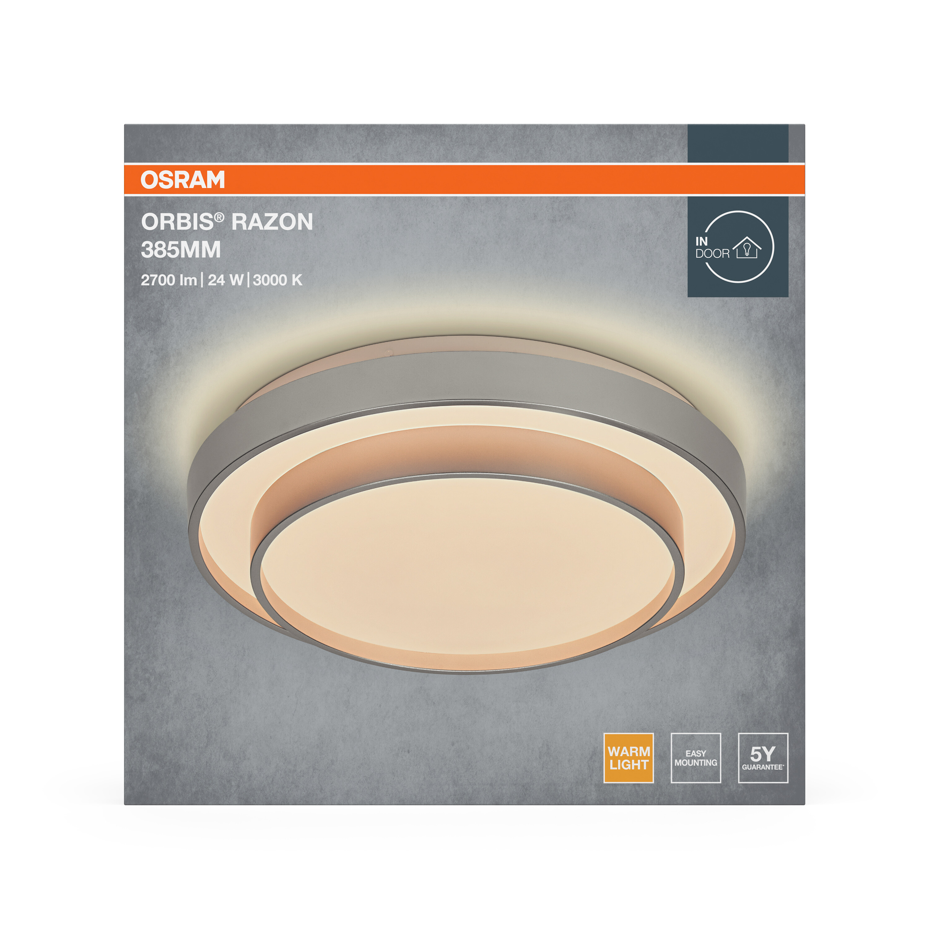 Osram Led Deckenleuchte "Orbis Razon", 385 mm, 24W, 830, silber