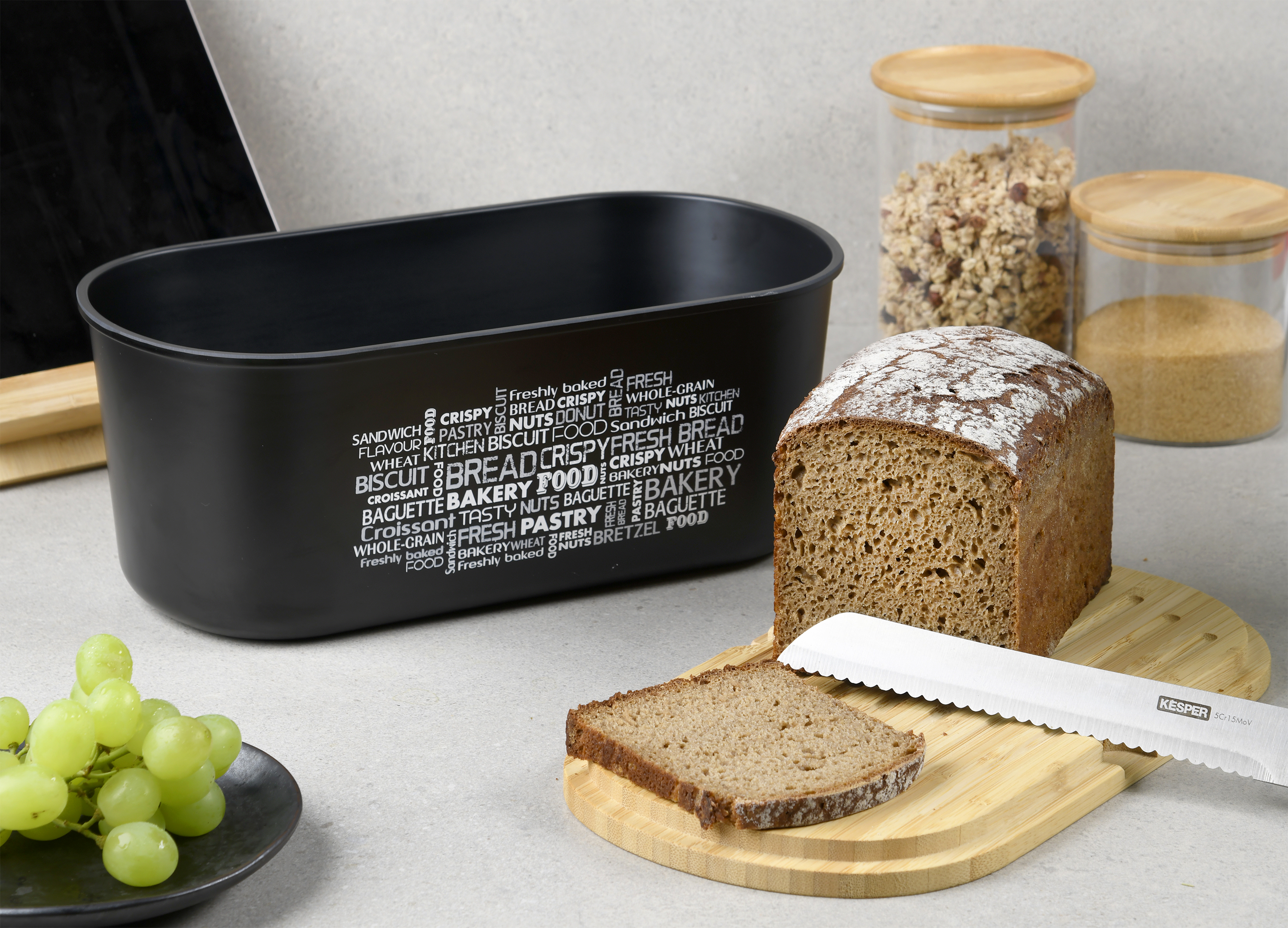 Kesper Brotbox, schwarz, FSC, 34 x 14 x 18 cm