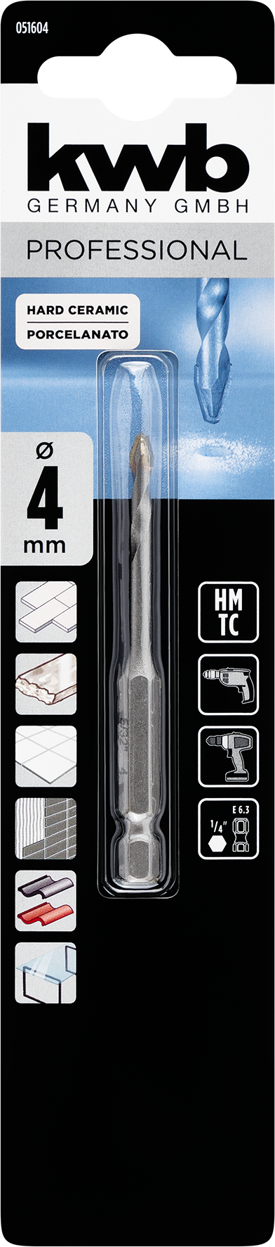 kwb Feinsteinzeugbohrer, 80 mm, Ø 4 mm kwb Feinsteinzeugbohrer, 80 mm, Ø 4 mm