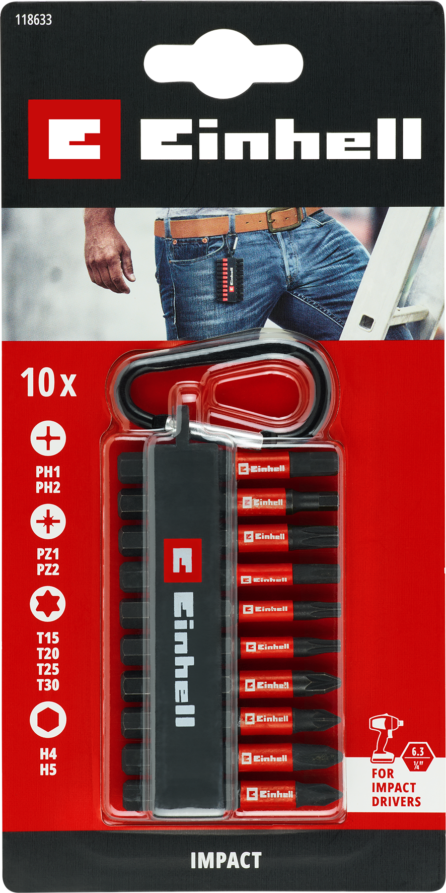 Einhell Impact-Bit-Set im Taschenformat mit Karabiner, 10-tlg. Einhell Impact-Bit-Set im Taschenformat mit Karabiner, 10-tlg.