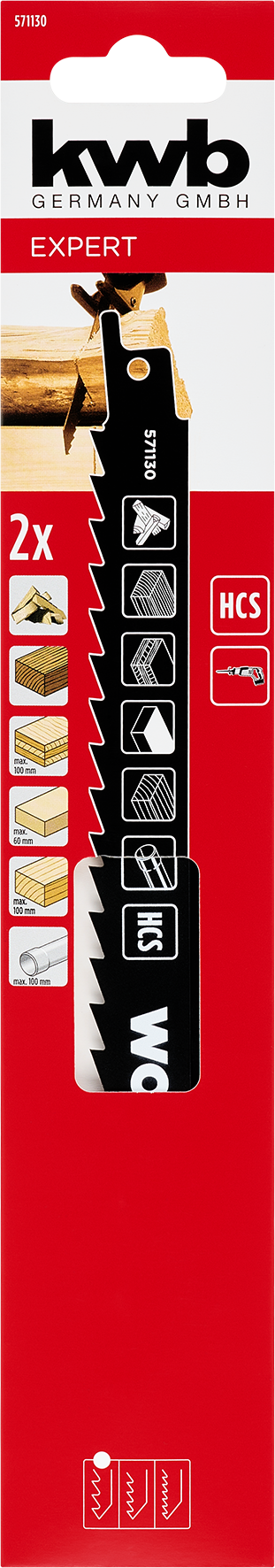 kwb HCS-Säbelsägeblätter für Holz, grob, 229 mm kwb HCS-Säbelsägeblätter für Holz, grob, 229 mm
