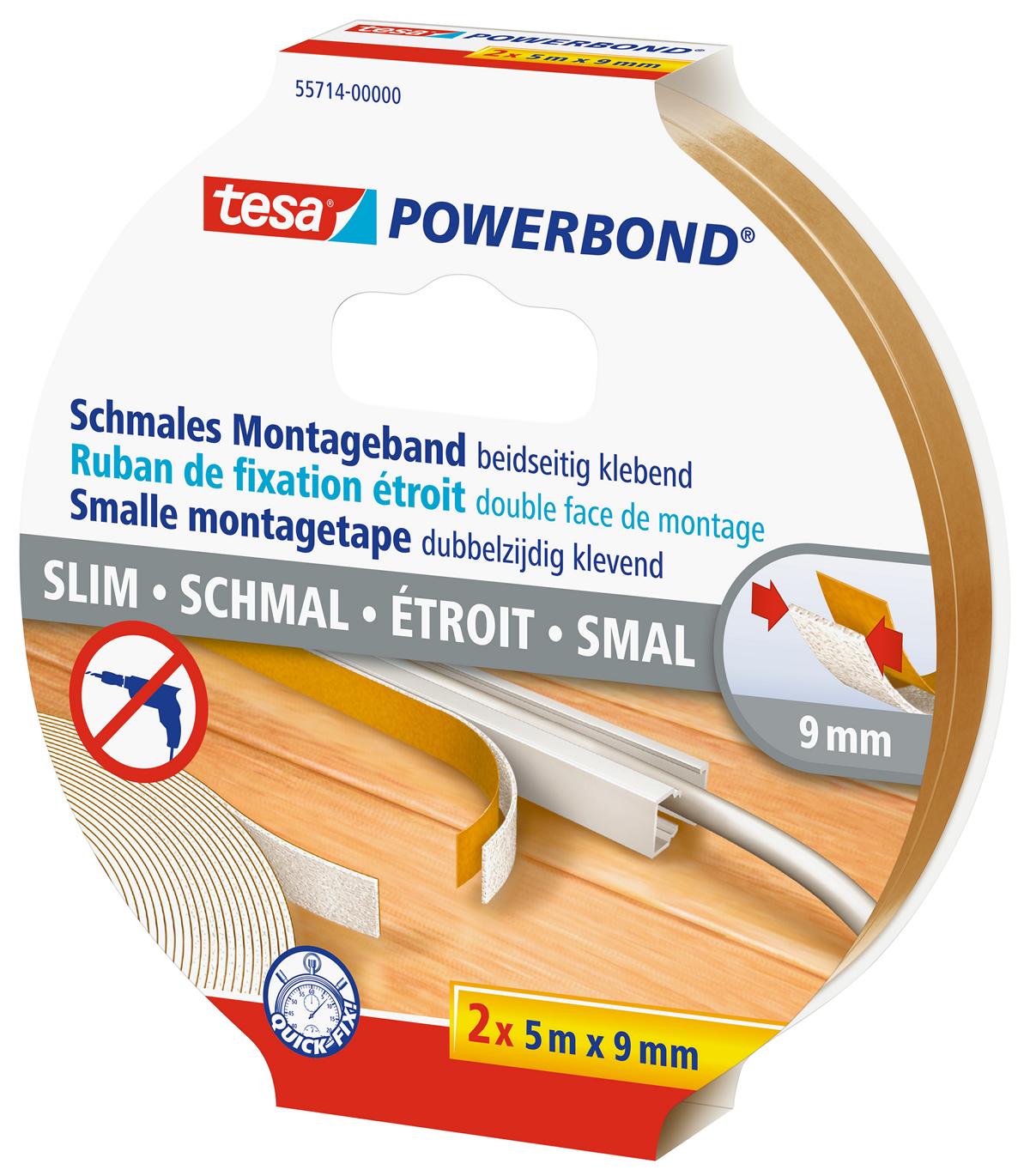 tesa Powerbond Montageband Schmal, 5 m