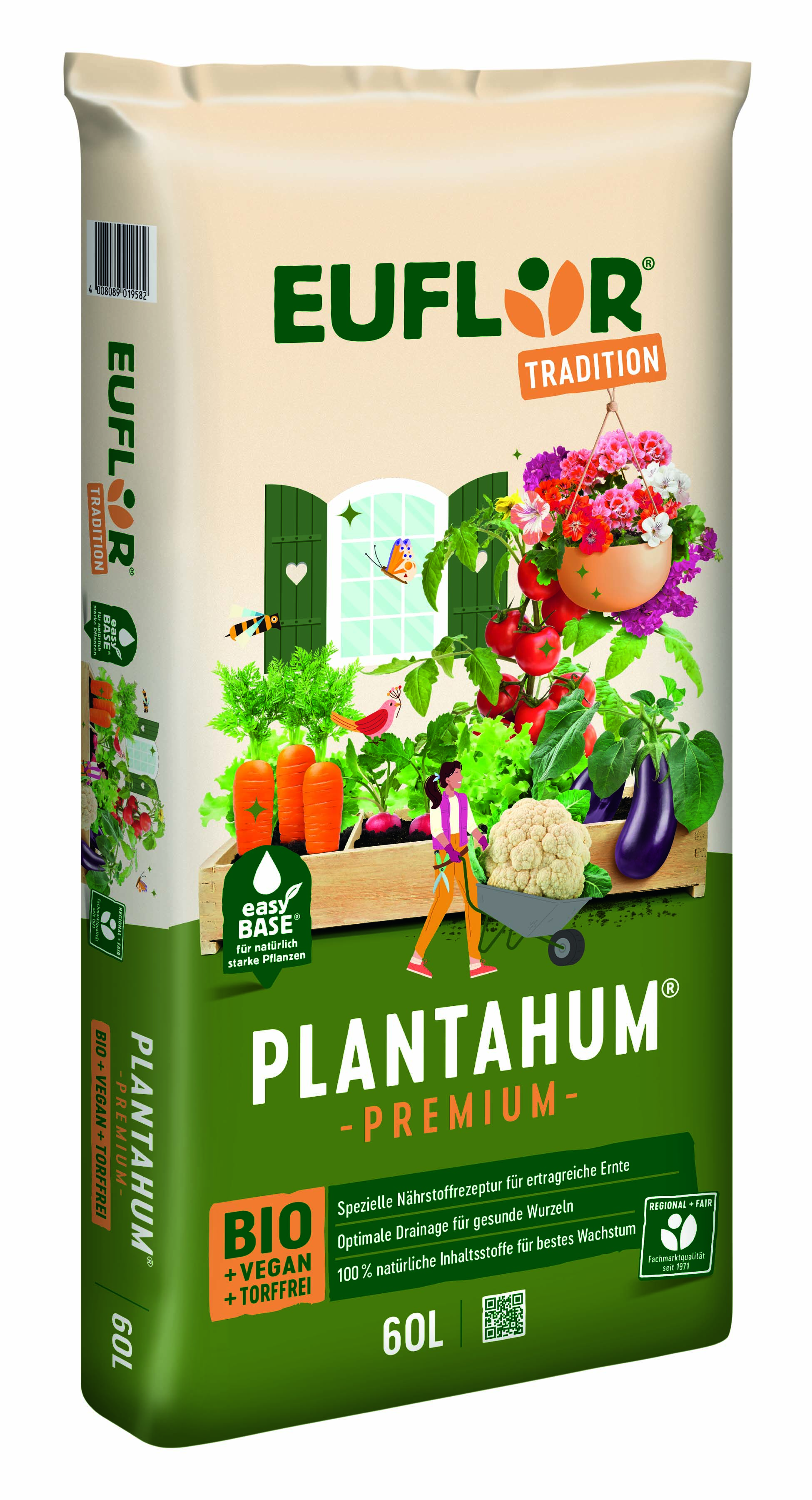 Euflor Tradition Bio Plantahum Premium torffrei, vegan, 60l