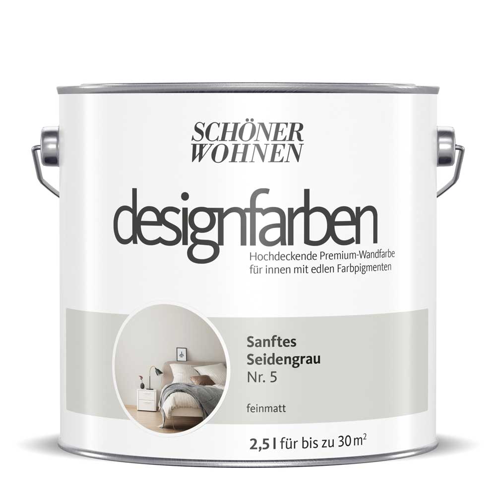 Schöner Wohnen Designfarbe, sanftes Seidengrau, 2,5L Schöner Wohnen Designfarbe, sanftes Seidengrau, 2,5L