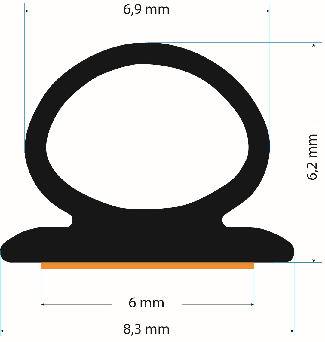 Roro Selbstklebedichtung, schwarz