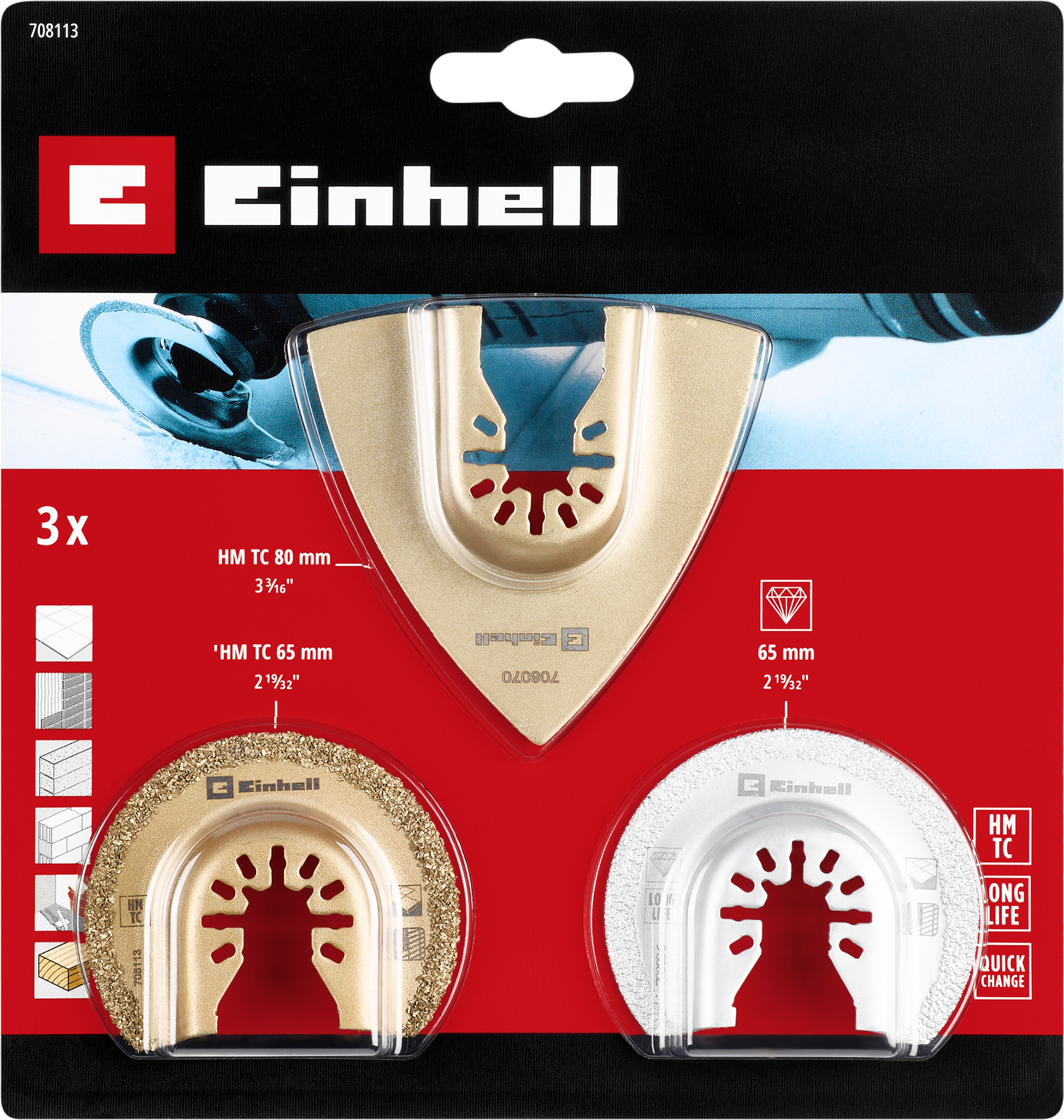 Einhell Multitool-Set mit Universalaufnahme für Fliesen, 3-tlg.