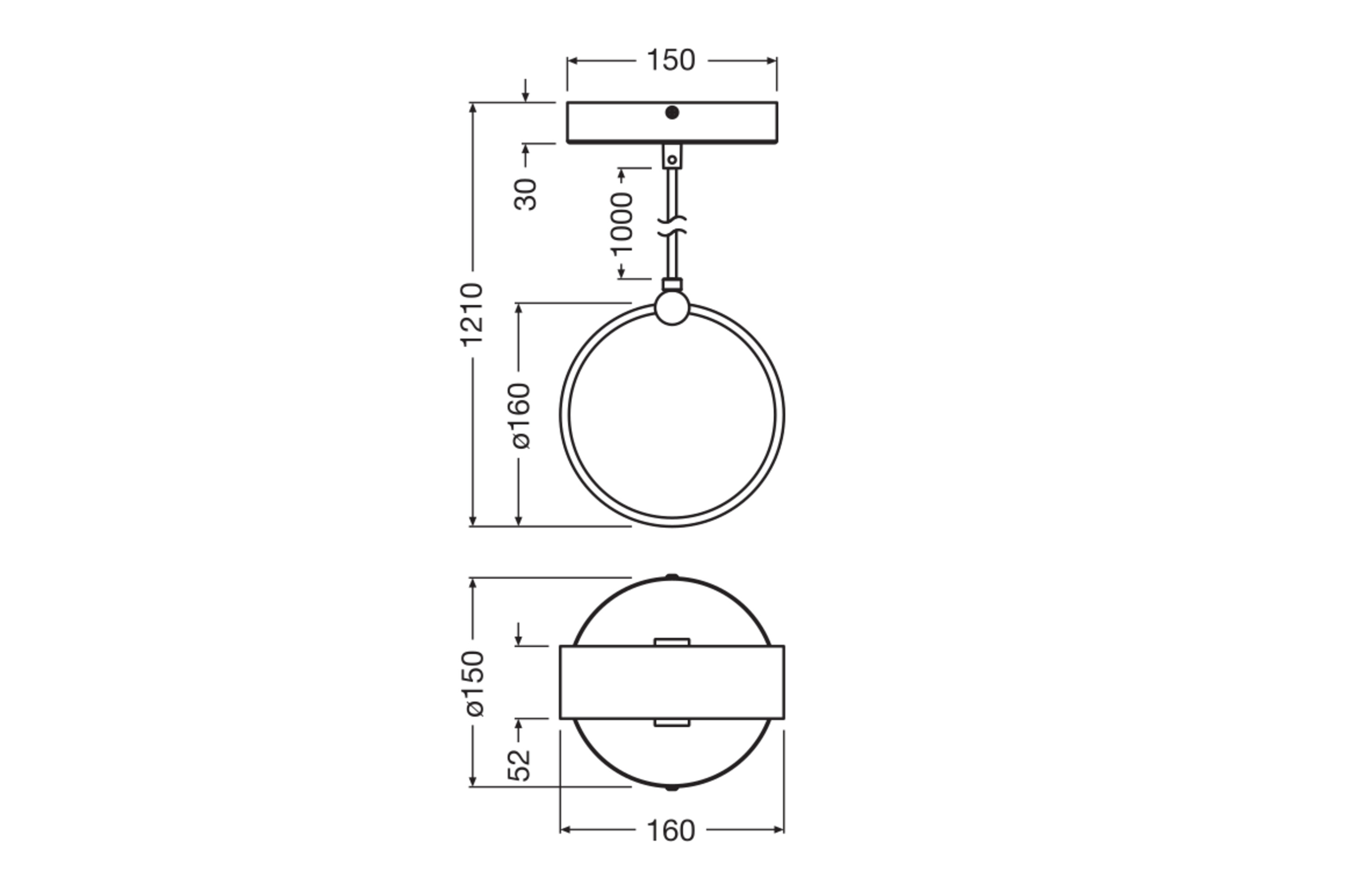 Osram Decor Runde Pendelleuchte, 8W, schwarz