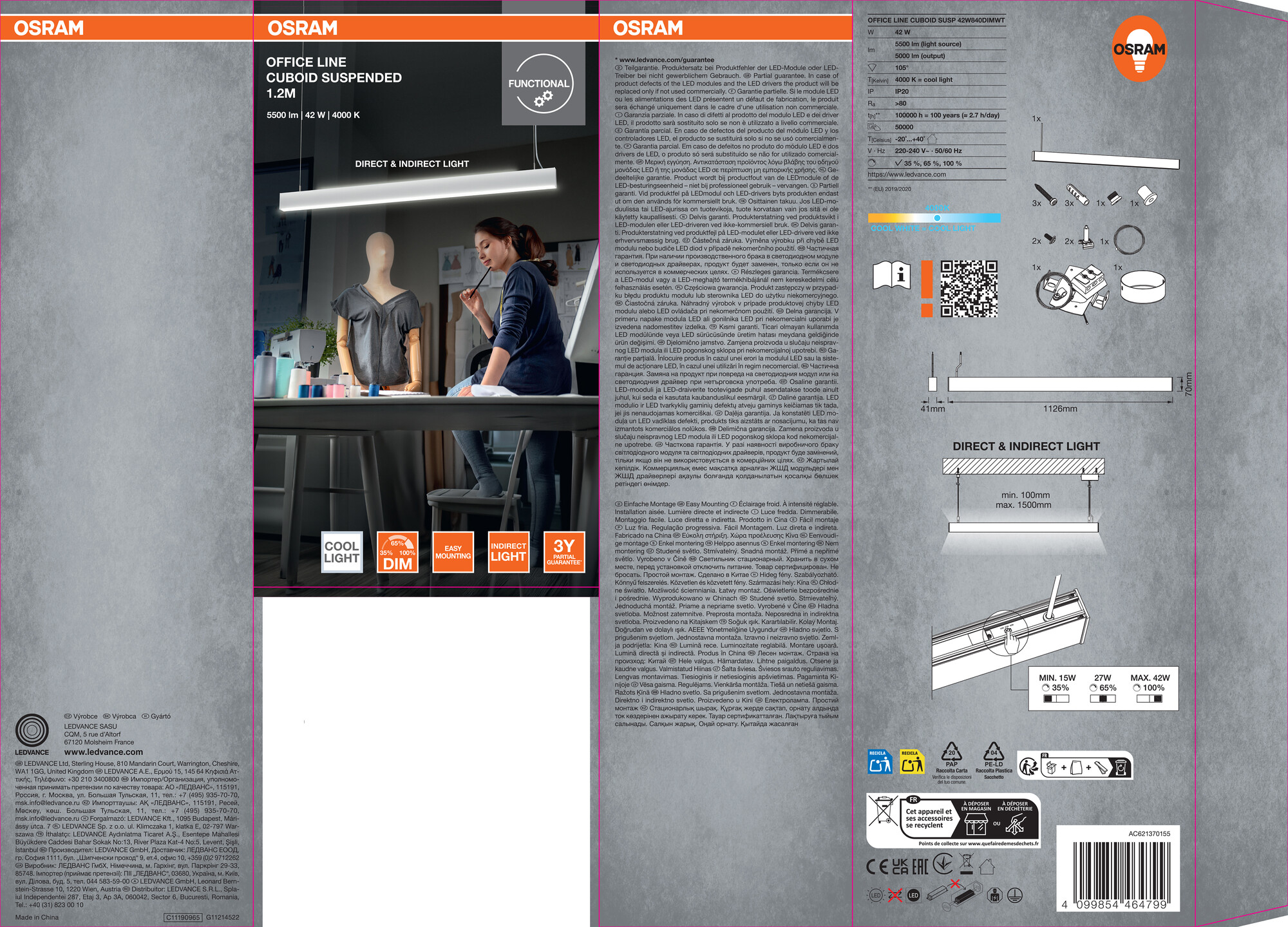 Osram LED Pendelleuchte Office Line, dimmbar, Neutralweiß