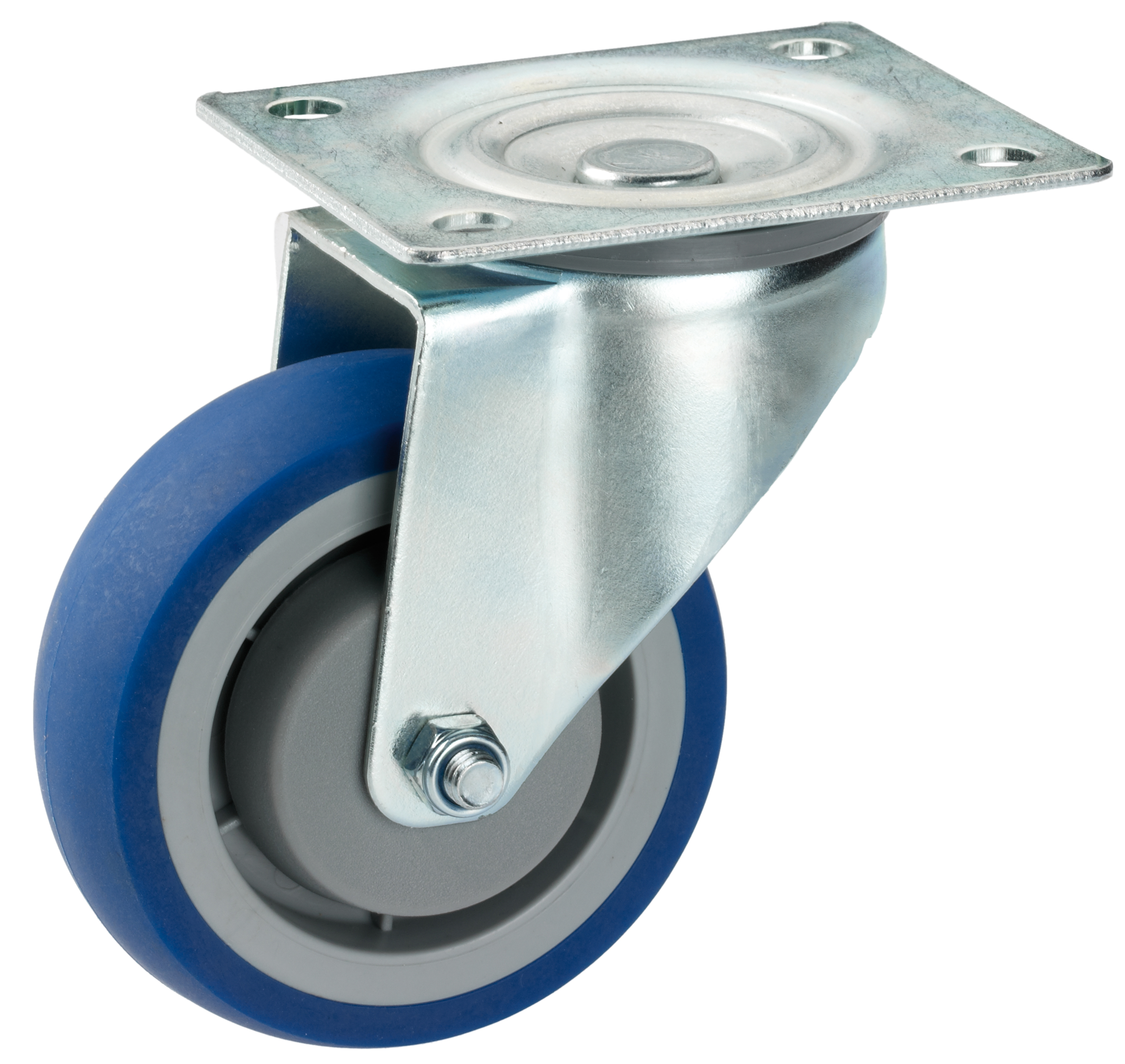 Dörner + Helmer Transportgeräte-Lenkrolle comfort mit blauer TPE-Lauffläche und Fadenschutz